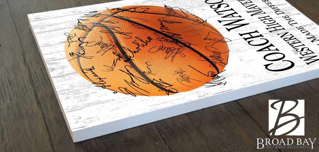 Basketball Coach Gift Plaque PERSONALIZED Sign For Basketball Team Coaches Custom SIGNABLE for Player Signatures & Thank You Notes 16.5in x 10.5in (Basketball Coach)