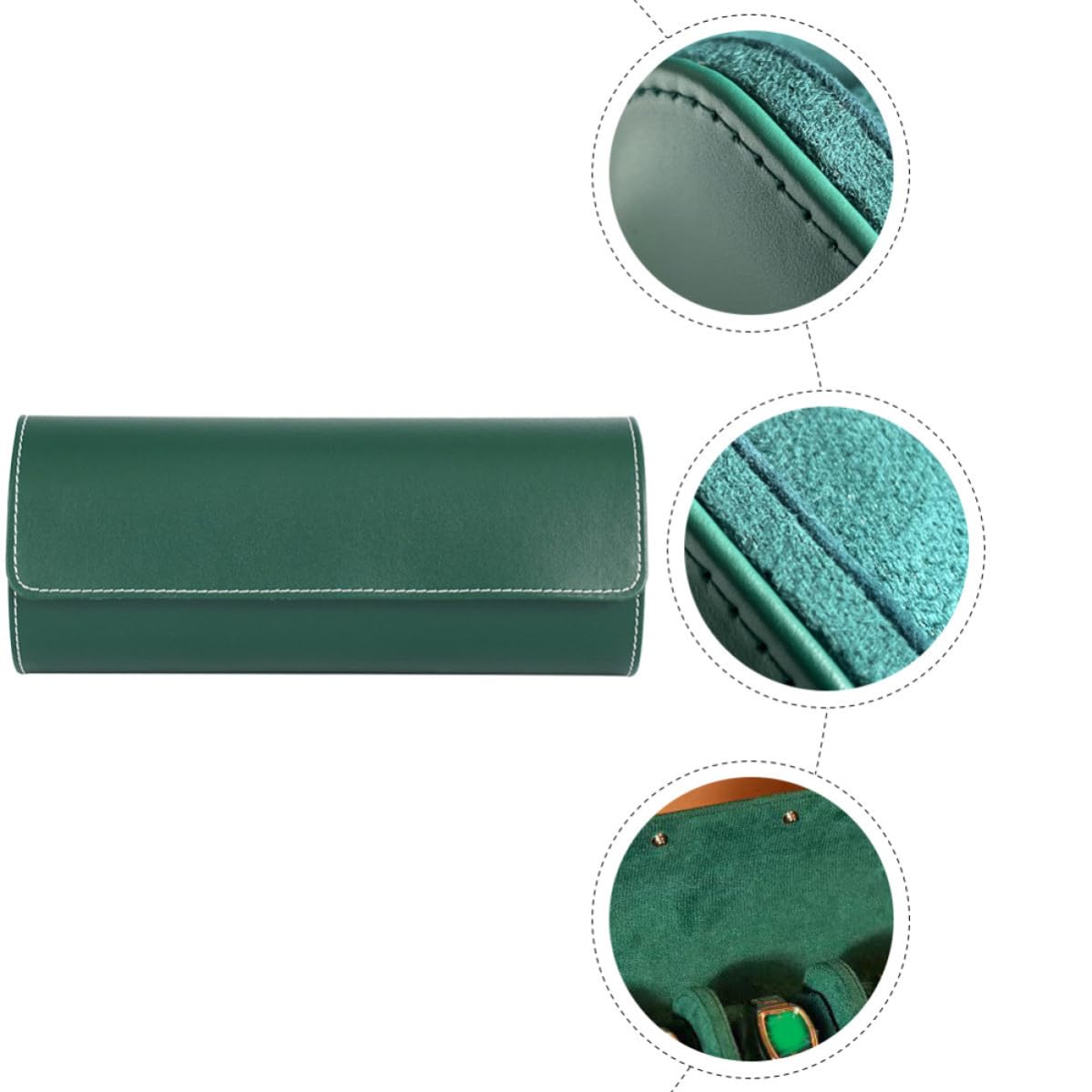 Abaodam Custodia Resistente Agli Urti Porta Orologio in Pelle Pu Verde Organizer Compatto per Viaggi per Orologi e Piccoli da Uomo