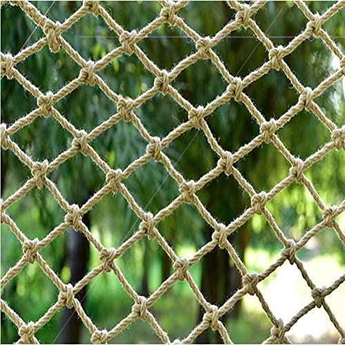 Hemp Rope net Safety Net Child Safety Net Heavy Duty Weave Hemp Rope Ceiling Net Stair Protection Climbing Net Rope Trailer Netting(3x3m)