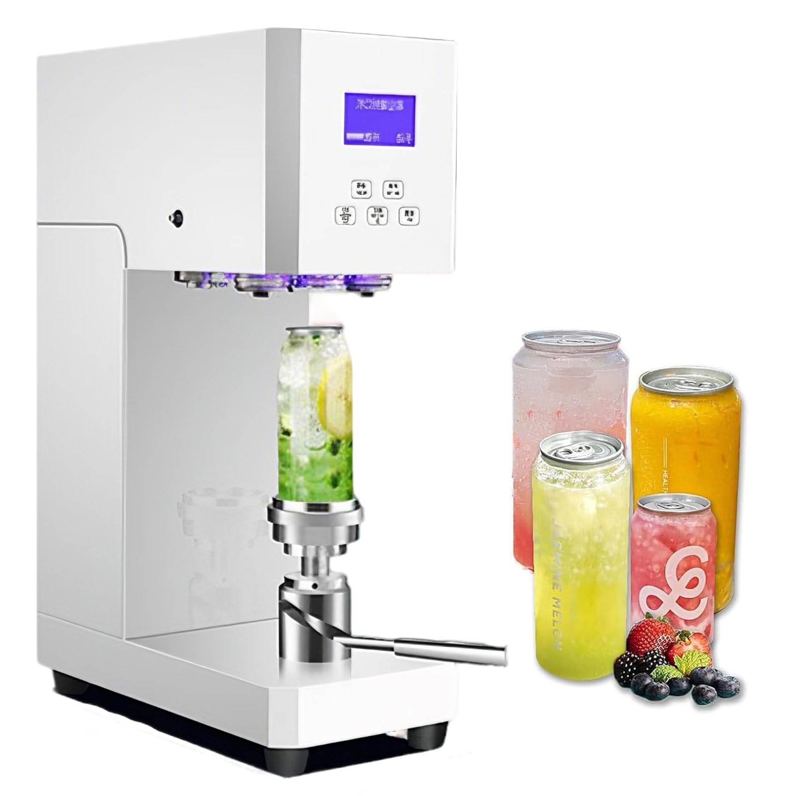 XUFWANYE Multi-Purpose Cup Can Sealer, 370W Automatic Sealing Machine for Glass, Plastic, Tin, & Aluminum Cans, 4-6 Sec Fast Seal, Max Height 17cm, with Smart Counter Display White