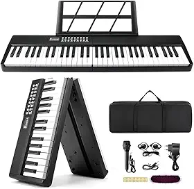 Teclado Musical Iniciante, Teclado Musical 61 Teclas, Piano Digital, Teclado Instrumento, Teclado Piano, Piano Eletrico, para Iniciantes e Intermediários