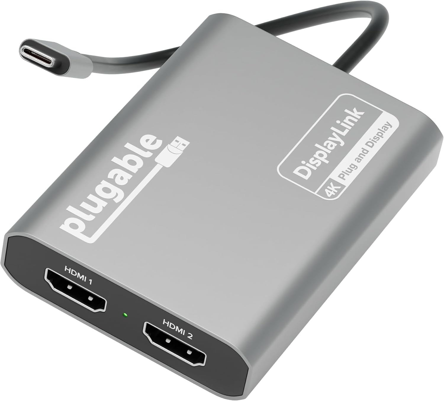 Product image of Plugable USB C to HDMI Adapter, Dual Monitor 4K 60Hz for Apple Mac M1/M2/M3, DisplayLink Multiple Displays for Thunderbolt MacBook or iMac, Driver Required (USBC-6950M)