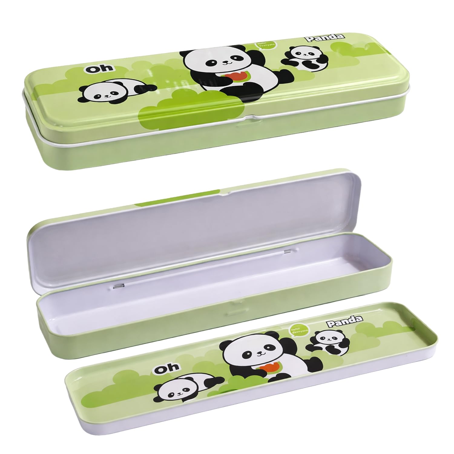 FunBlast Kids Pencil Box with Cute Cartoon Print | Metal Stationery Organizer | Mini Size Lightweight School Pencil Case for Boys & Girls | Birthday Return Gift's for Kids (Green)-image-1