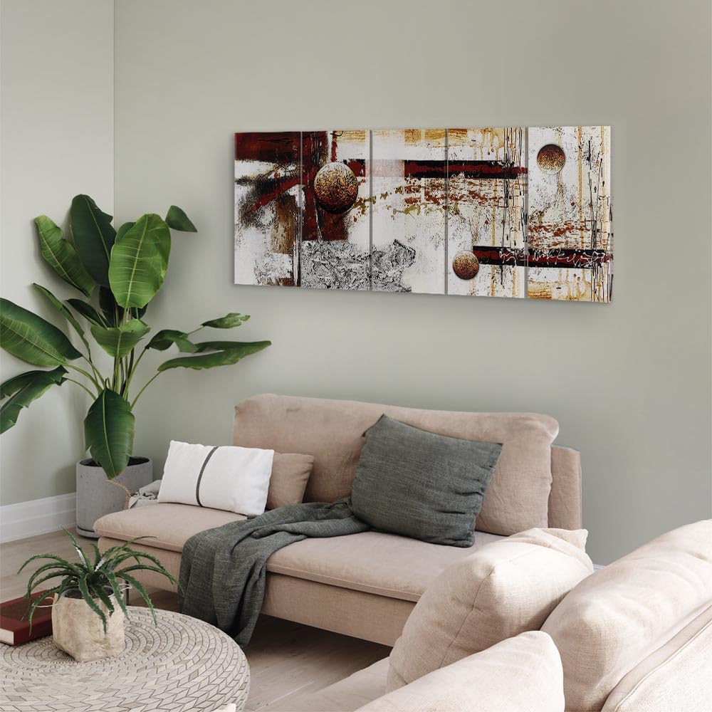 murando Cuadro en Lienzo Abstracto 150x60 cm Impresión de 5 Piezas Material Tejido no Tejido Impresión Artística Imagen Gráfica Decoracion de Pared Blanco Gris Rojo a-A-0352-b-m
