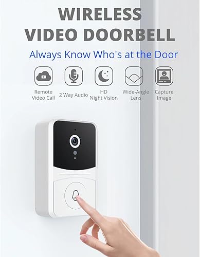 Miniatura 2 de Timbre de puerta de video con anillo inalámbrico, audio de 2 vías, cámara inteligente de puerta con campanillas, timbre de puerta de seguridad para