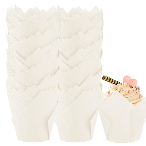 Xp-Art 200Pack Tulip Cupcake Liners White Parchment Baking Muffin Cups