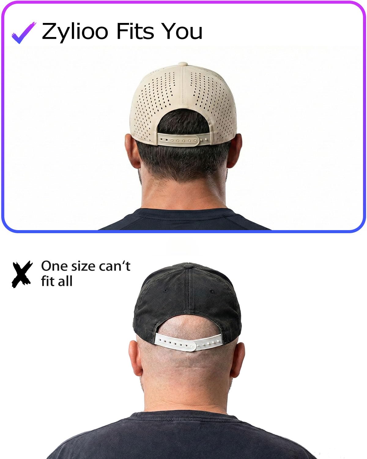Zylioo Oversize XXL XL Performance Baseball Cap High Profile 5-Panel Snapback Hat Laser Cut Mesh Cap per Big Heads