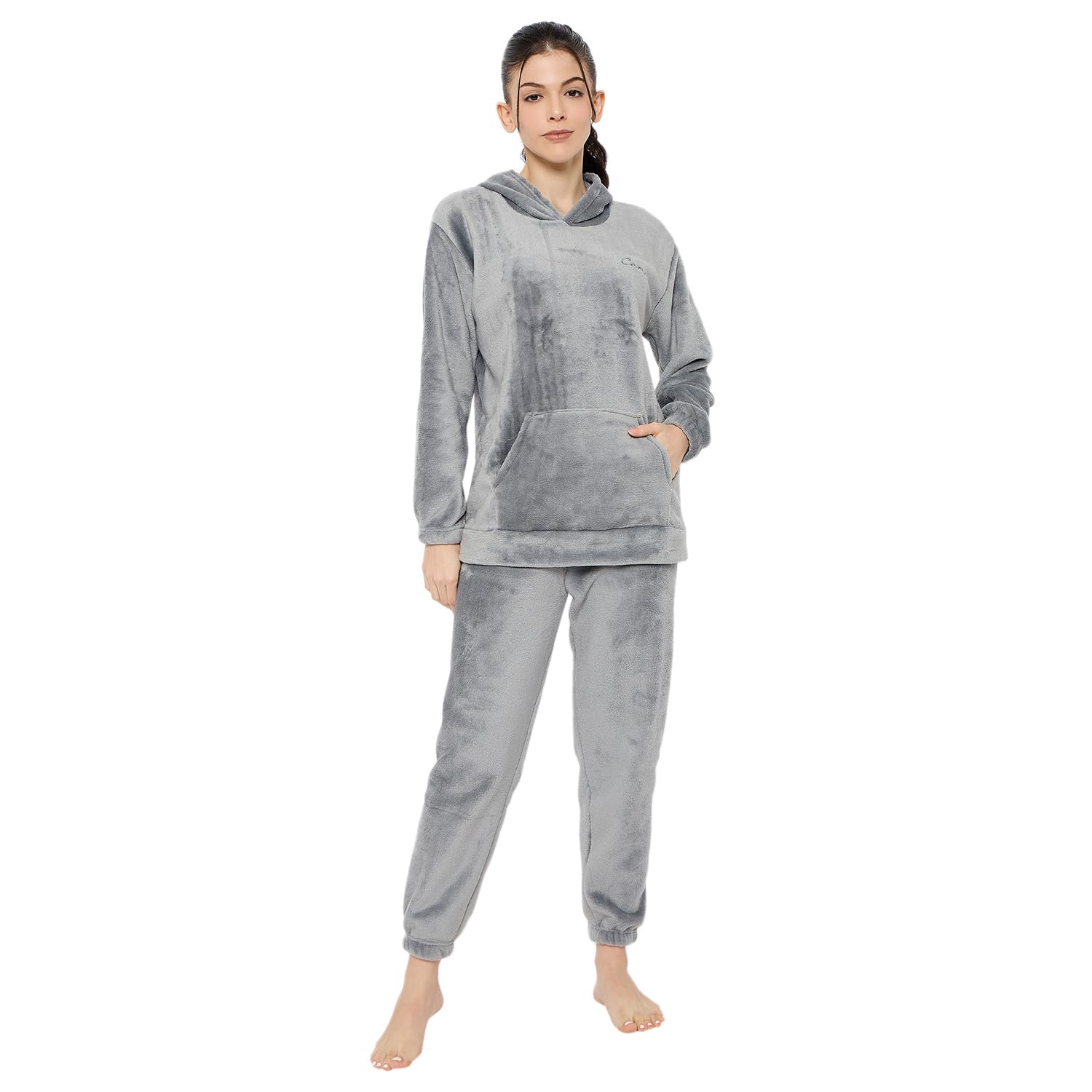 camey Women's Winter Full Sleeve Top and Pajama Pants Regular Fit Night Suit Hooded Top and Pyjama Set Ladies Night Dress-picture-31