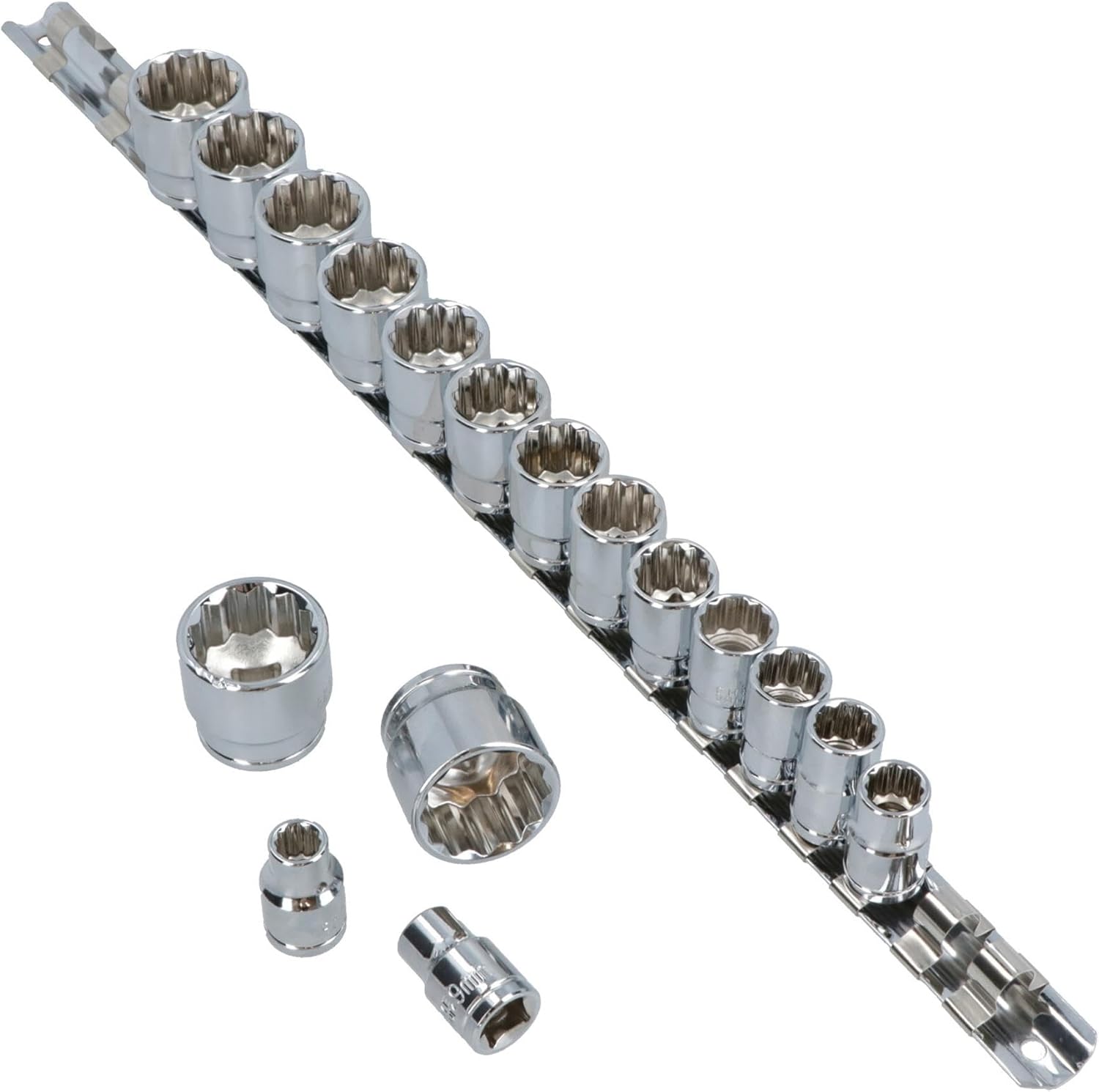 3/8" drive sockets metric shallow 8mm - 24mm 17pc set TE049