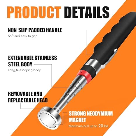 4Pcs Telescoping Magnetic Pickup Tool 30in with 20lb Pull Force