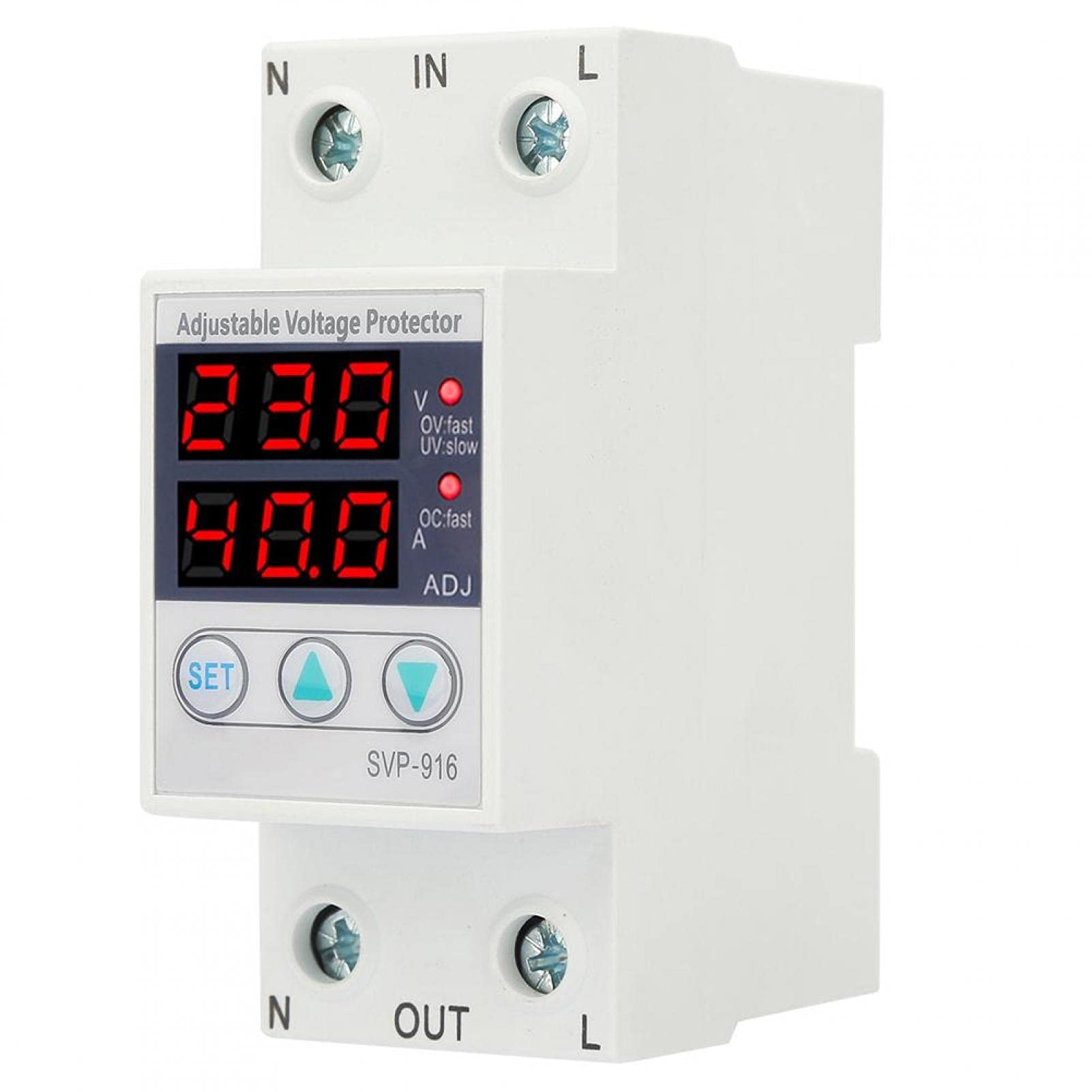 Protettore di Sovratensione Monofase 230VAC con Display LCD, Guida DIN 63A