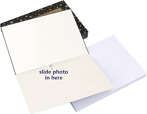 Miniatura 6 de Iconikal Tarjetas de invitación de anuncio de felicitación con marco de fotos con sobres, negro y dorado, 16 unidades