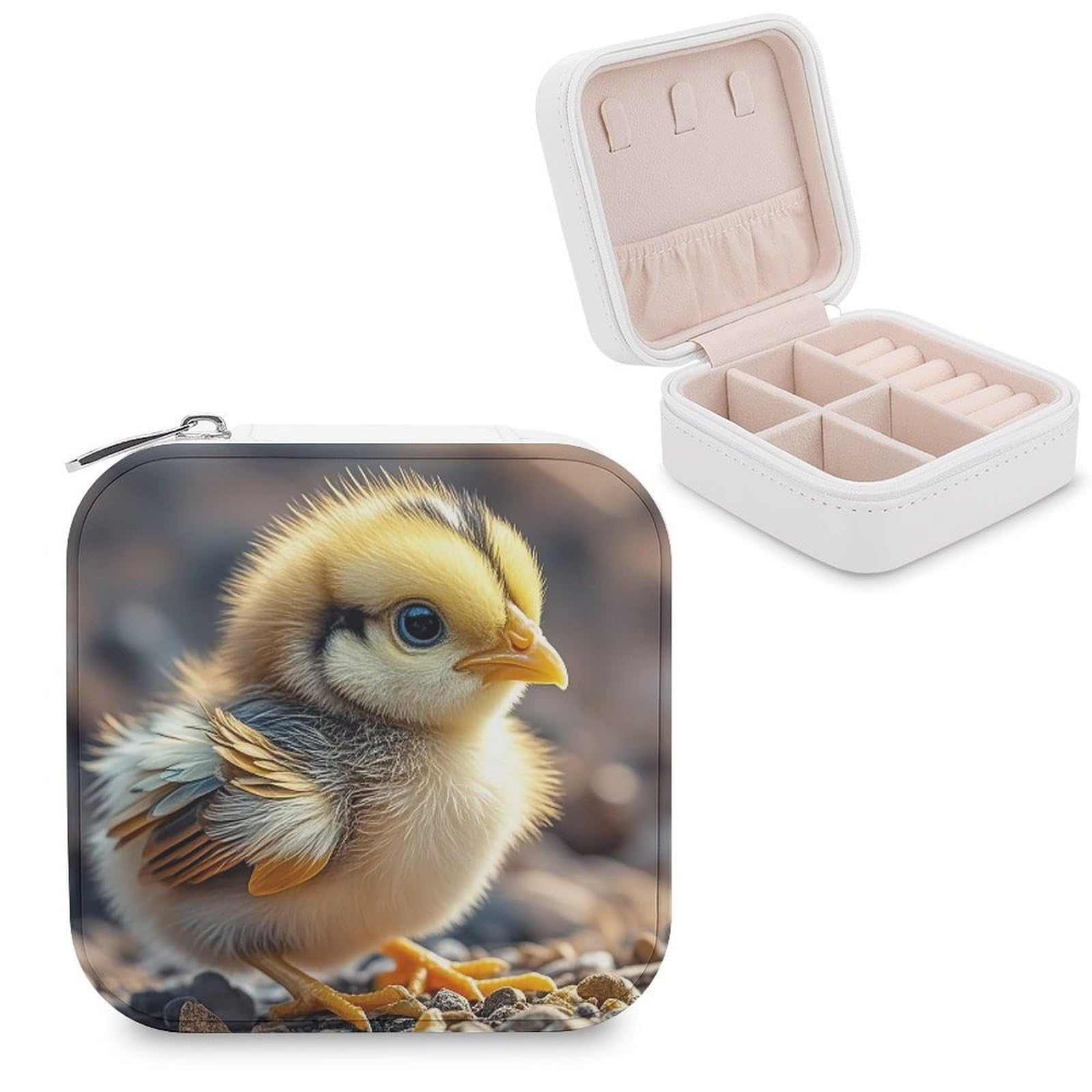 VstaDank Chicken Chick Jewelry Box Beautiful Portable Ring Boxes Cute Large-Capacity Jewelry Case Jewelry Organizer for Mothers Gifts for Earrings Rings Hand Bracelet