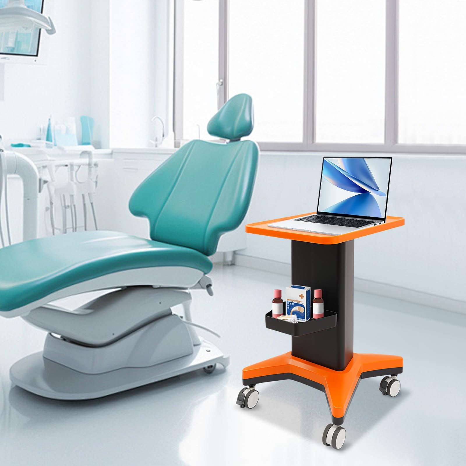 Schönheitswagen Mobiler medizinischer Geräte‑Wagen 60 kg Traglast ergonomischer Griff kompakt mit Seitenbox 4 Universal‑Rädern Arbeitsfläche leicht zu reinigen mit Bremsen für medizinische kosmetische