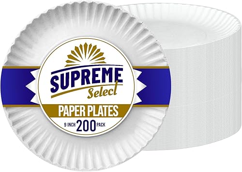 Miniatura 8 de Platos de papel desechables a granel Juego de 100  9 pulgadas Plato grande blanco sin recubrimiento, ideal para fiestas de cumpleaños, bodas, Acción