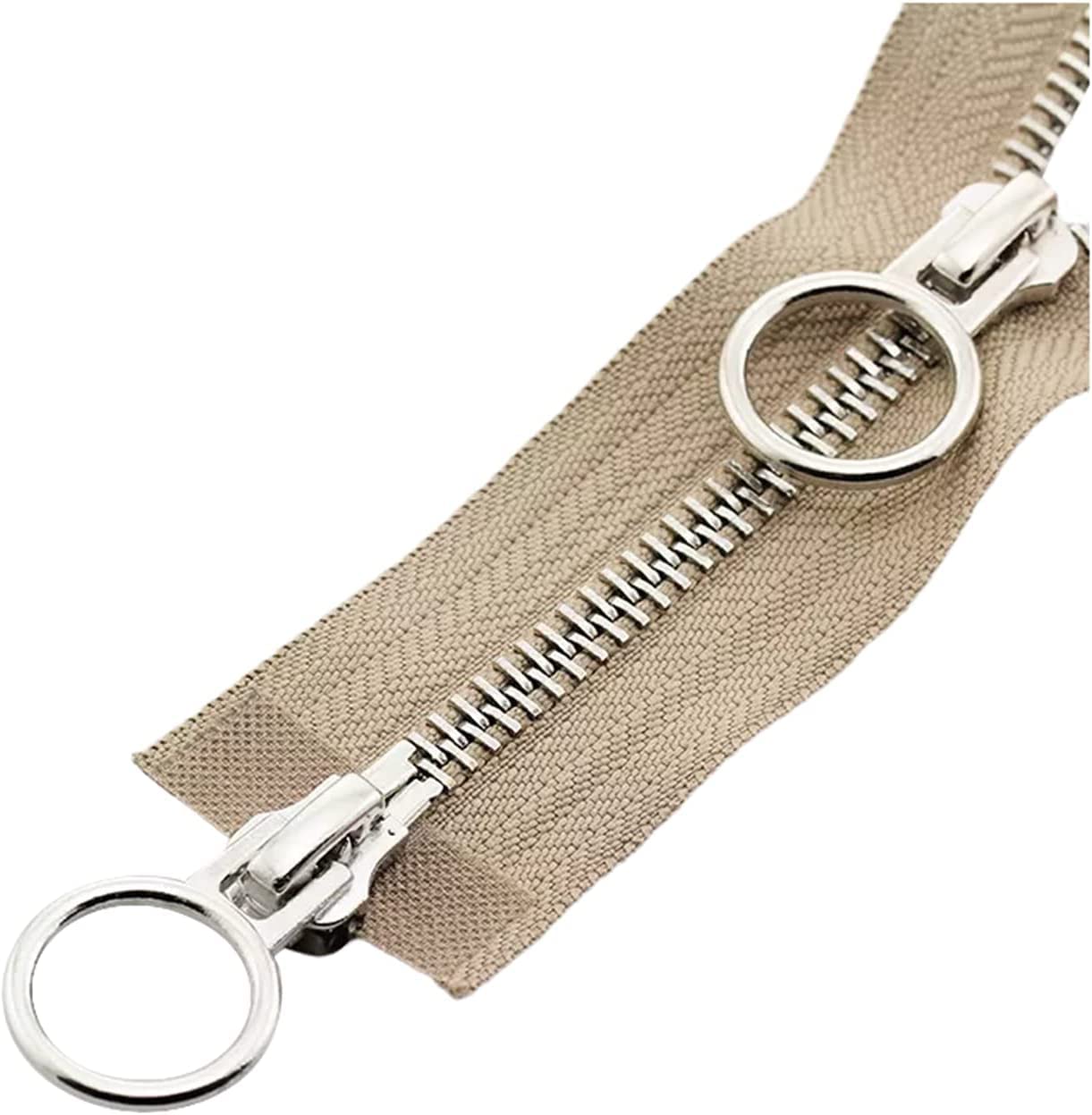 1 szt. 5# podwójne suwaki otwarty metalowy zamek błyskawiczny z automatyczną blokadą do płaszcza, kurtek puchowych, szycia(Beige,90cm)