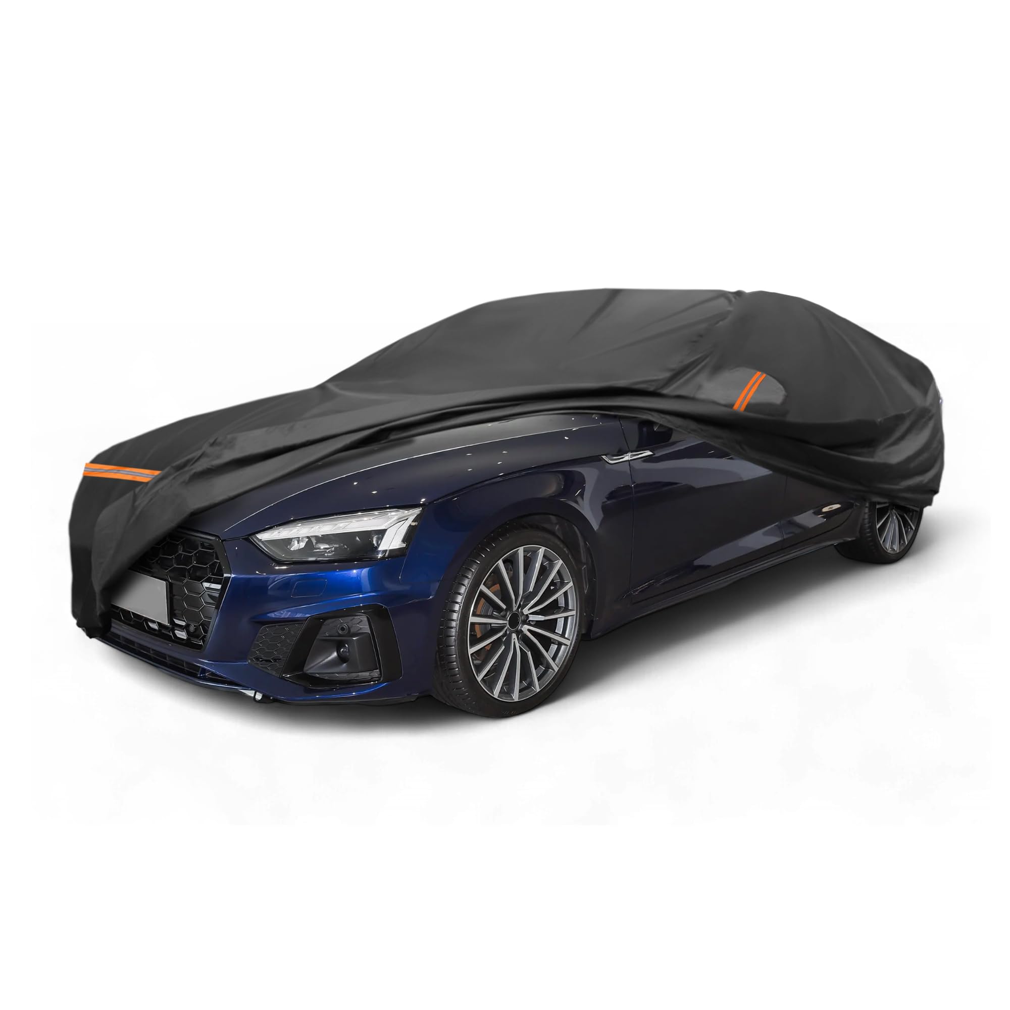 A ABSOPRO Funda para Audi A5 2009-2024 Peva Spunlace Cotton Exterior Funda De Coche Completa para Todo Clima Impermeable A Prueba De Viento con Cremallera En La Puerta del Pasajero Negro