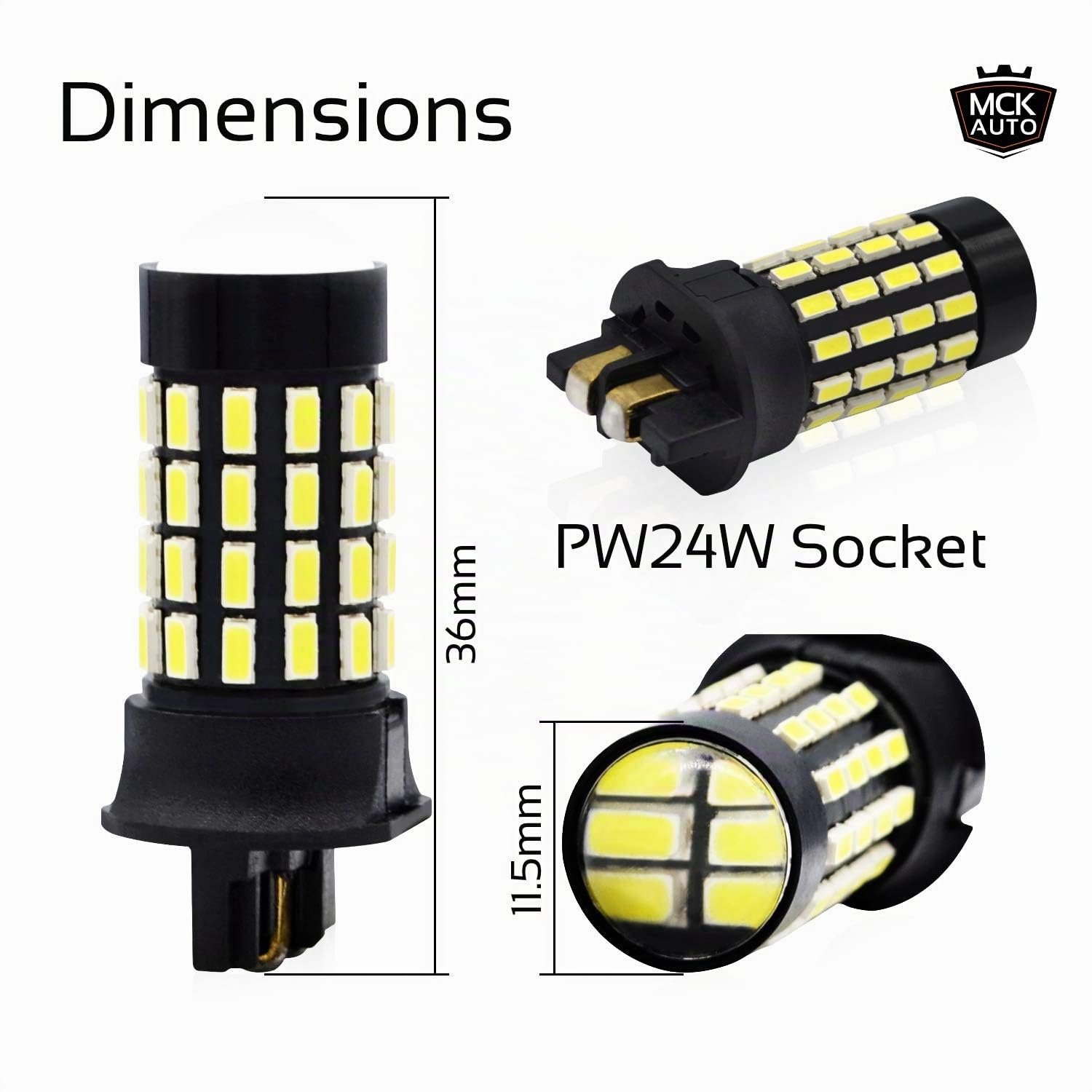 Ampoules LED PW24W Canbus Feux de Jour DRL Blanc 6000K Très Lumineux et Sans Erreur Très Slim et Compact Taille avec Projecteur sur le dessus Compatible avec F30 F31 CC