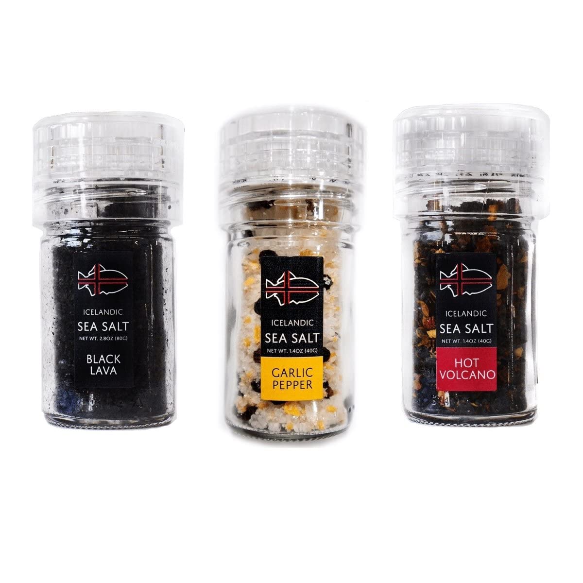 Nordic Catch Organic Sea Salts - Icelandic Seasalt, Less Processed Coarse Sea Salt Flakes, Mineral Rich Healthy Salt, Sustainably Sourced Coarsed Sea Salt, No Preservative Salt for Grinder, 40g Salt Grinder Refillable (3pk)