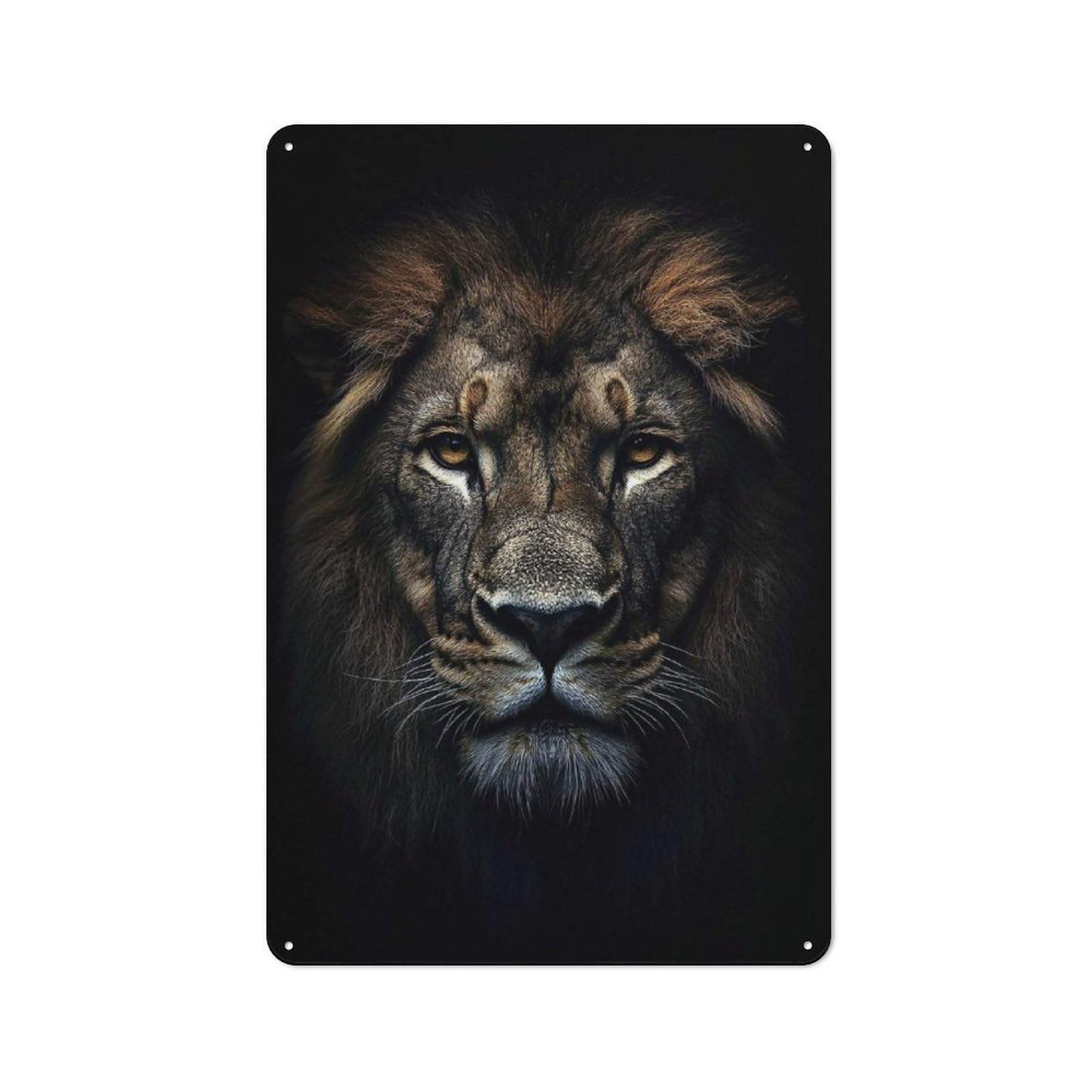 Junmoney Style-11 Majestic Lion Portrait Poster, Picture, Metal Print, Paint By Maria Mariou Printed Metal Sign 30X20cm For Man Cave Or Games Room, Suited To Games Room Collectors