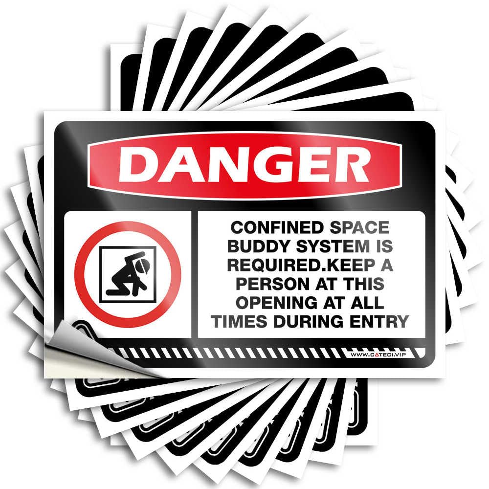 Quote Man Cave Decor Easy Apply | Danger Confined Space Buddy System is Required Encouragement Window Peel and Stick(12X18CM)