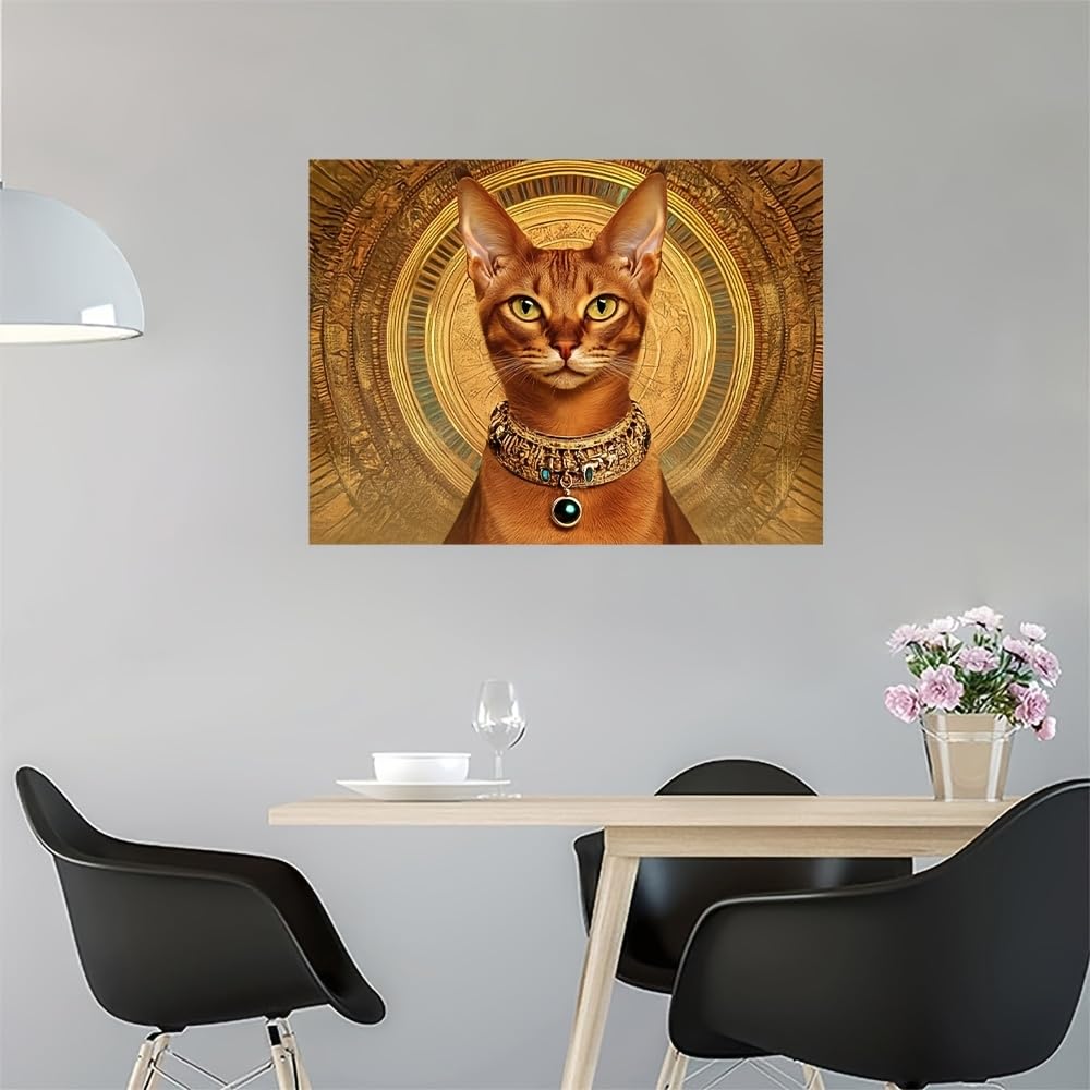 Minimalistyczny obraz ścienny w stylu boho z kotem abisyńskim (30 x 60 cm/z ramą)