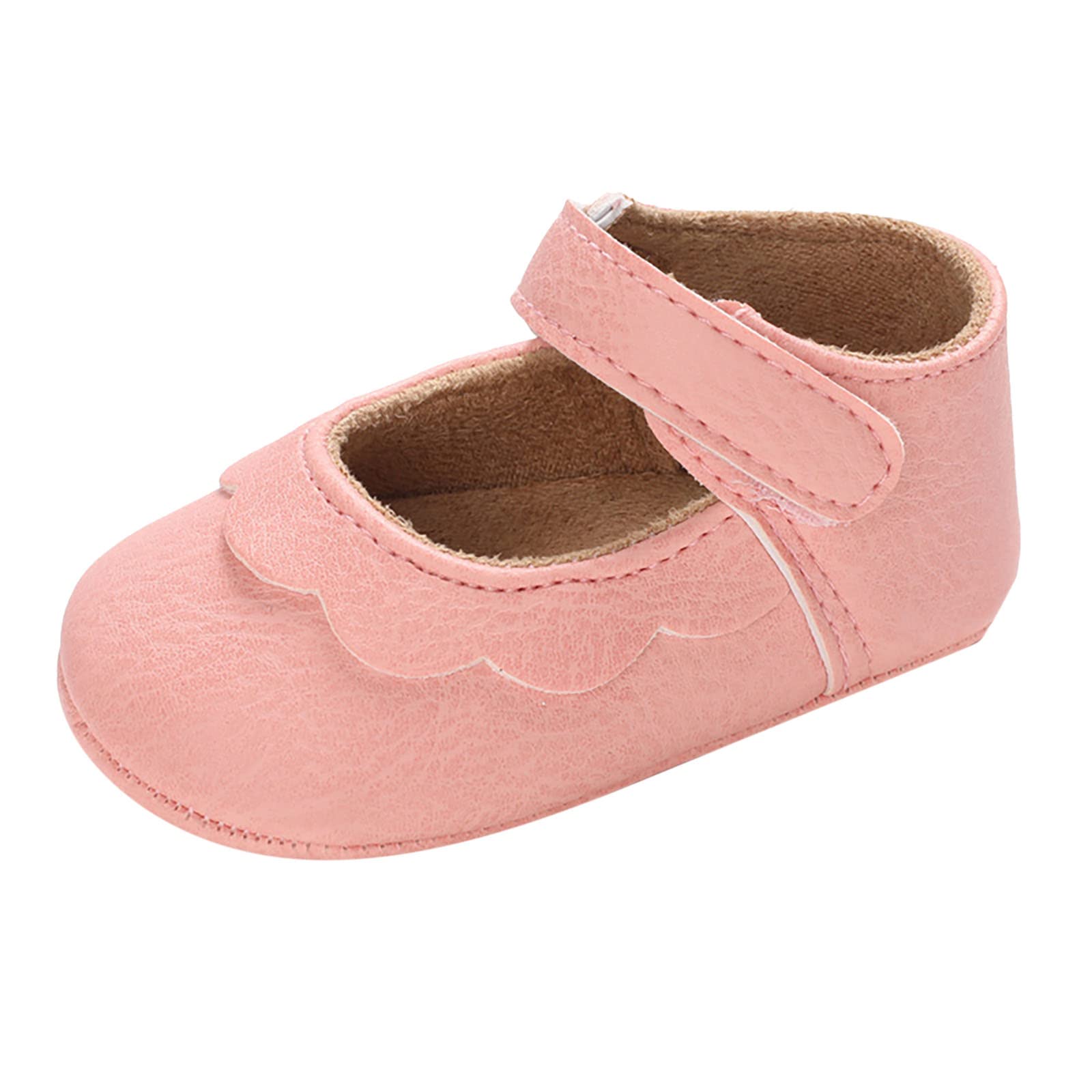 Spring and Autumn Children Baby Infant Shoes Girls Round Toe Lightweight Comfortable Solid Color Simple Hook Loop Infant Dress Shoes Girls (Pink, 6 Infant)
