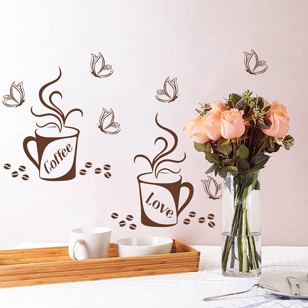 Sticker Mural Café Tasse à Café - Autocollant Cuisine 40x30cm - Déco Murale Salon Ou Salle à Manger