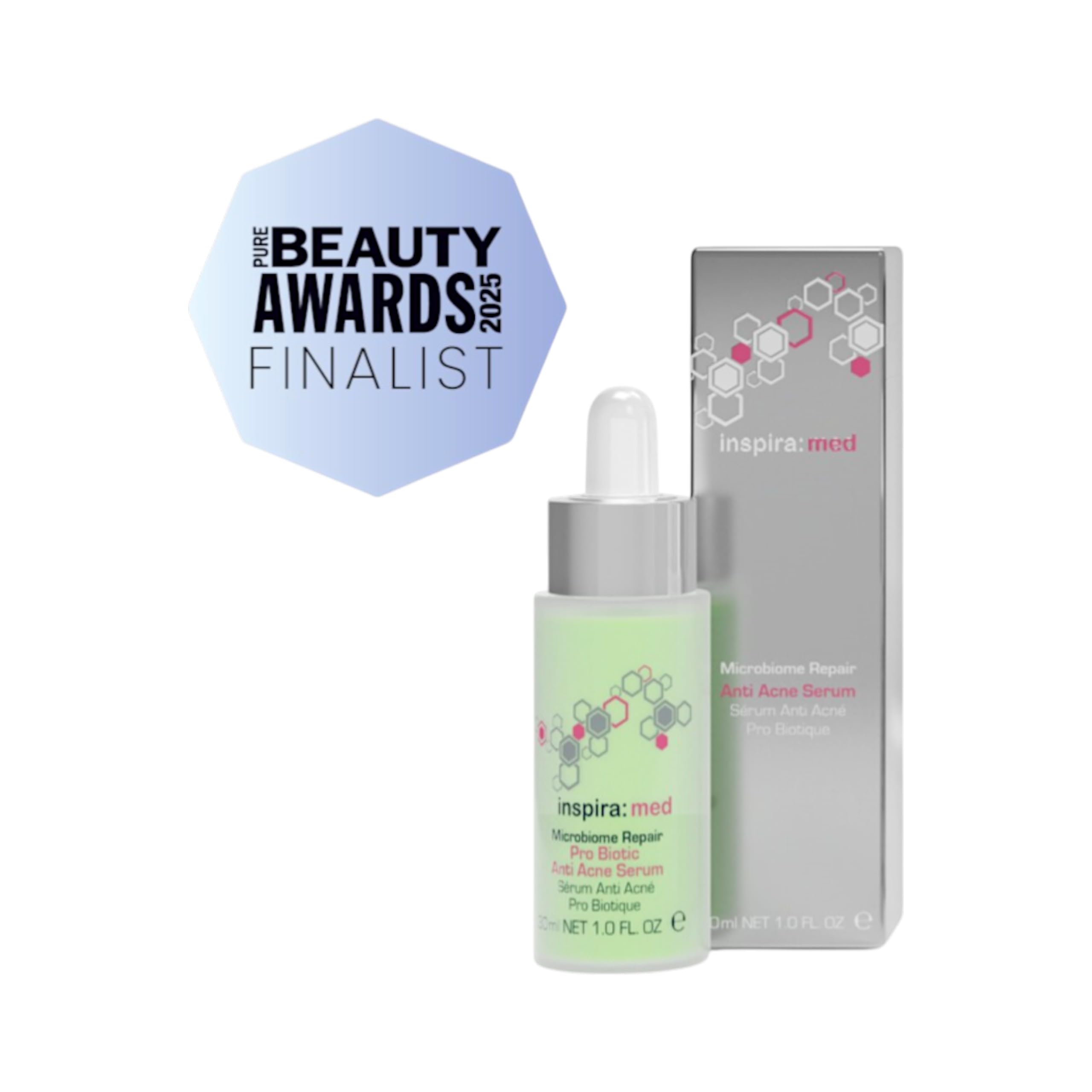 Inspira Microbiome Pro Biotic Anti-Acne Serum 30 ml | Siero Probiotico anti-brufolo per pelle impura, equilibrio microbiomico, lenisce arrossamenti e impurità, siero idratante per la cura del viso