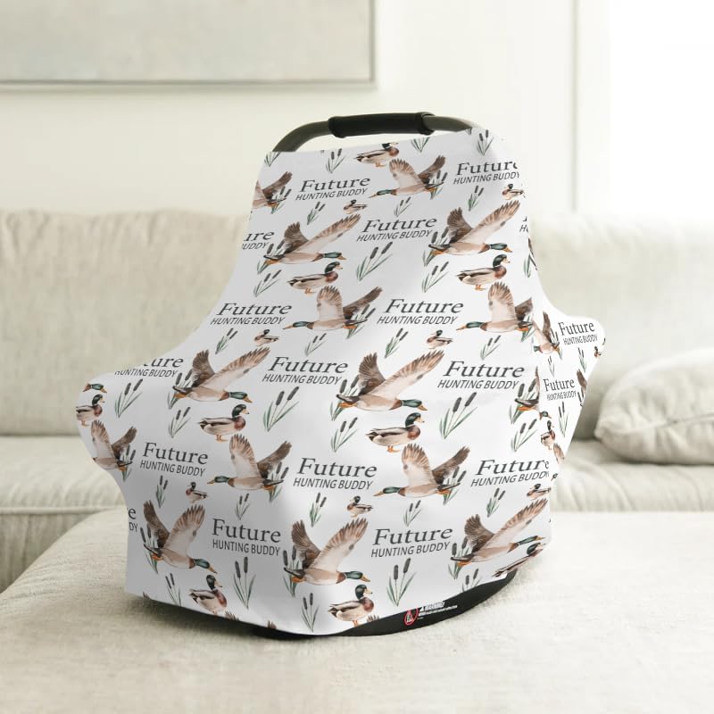 Image of Baby Boy 5-in-1 Car Seat Cover Mallard Duck Hunting Wild Animal Hunter, Multi-use Privacy Nursing Breastfeeding Cover, Carseat Canopy Carrier Newborn Infant Gift