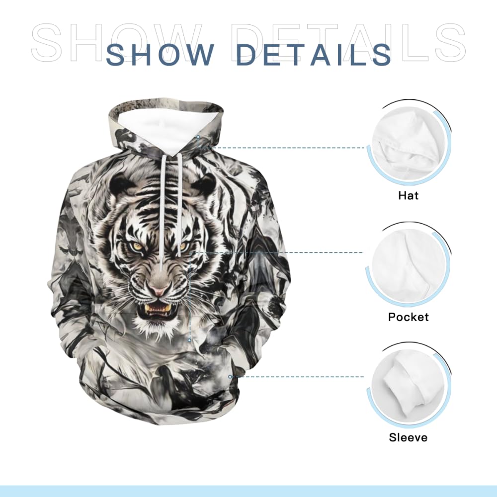 Set di felpa con cappuccio unisex con stampa animale, da donna, tuta sportiva da jogging, a maniche lunghe, girocollo, felpa + coulisse, pantaloni sportivi per il tempo libero