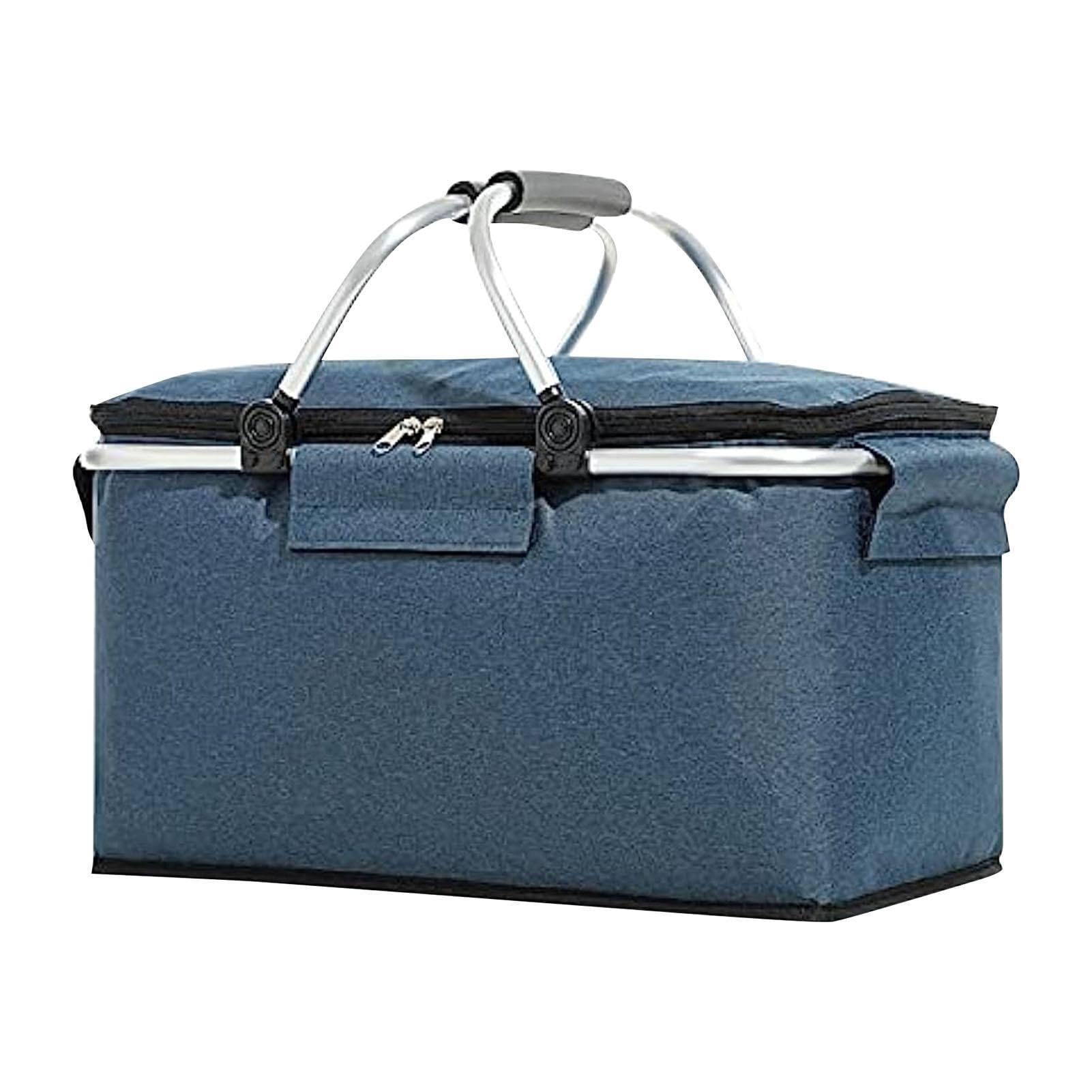 Cesta de picnic: bolsa de compras y comestibles, nevera plegable para picnic | Cesta de refrigeración portátil de 26 l, bolsa de almacenamiento con 2 asas, bolsa de mercado de almacenamiento de | picnic | Cesta de refrigeración portátil de 26 l, bolsa de