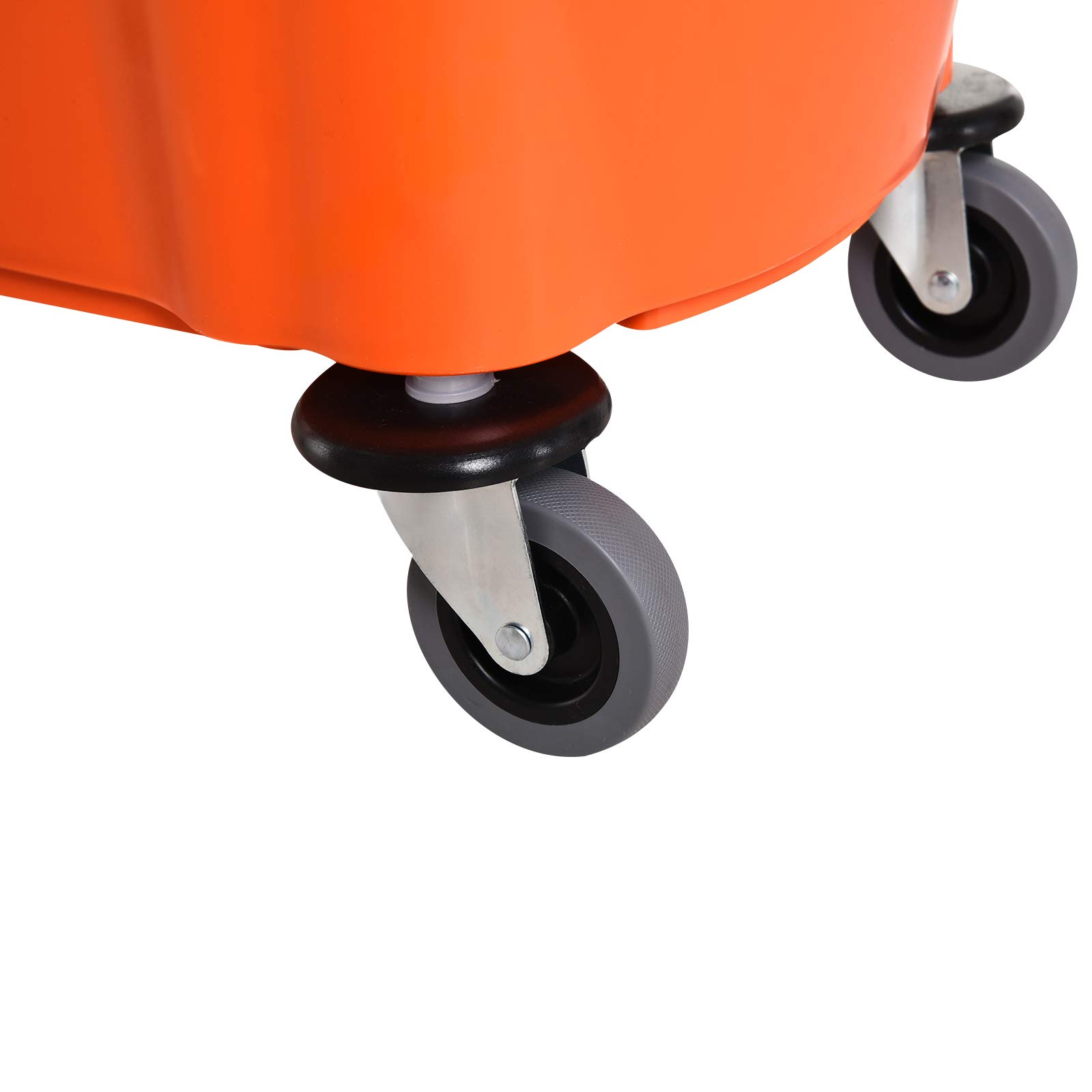 HOMCOM Cubo de Fregona con Ruedas Capacidad de 36L Carro de Limpieza con Escurridor de Presión Abajo y 2 Cubetas Separadas 54x41x91,5 cm Naranja