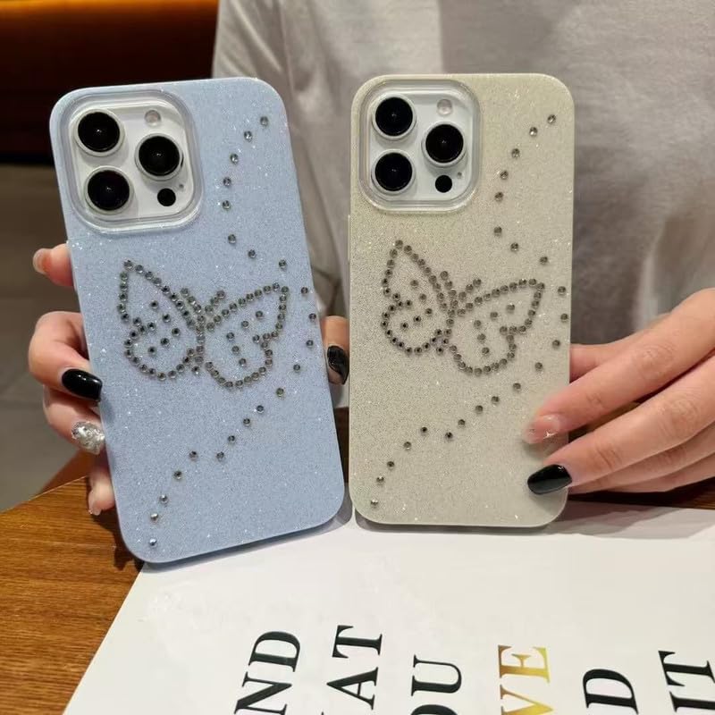 Image of ZR014 for iPhone 15 Pro Max Back Case Cover | Diamond Butterfly Sparkel Design Slim Fit | Camera Protection | Shockproof TPU Case - Green