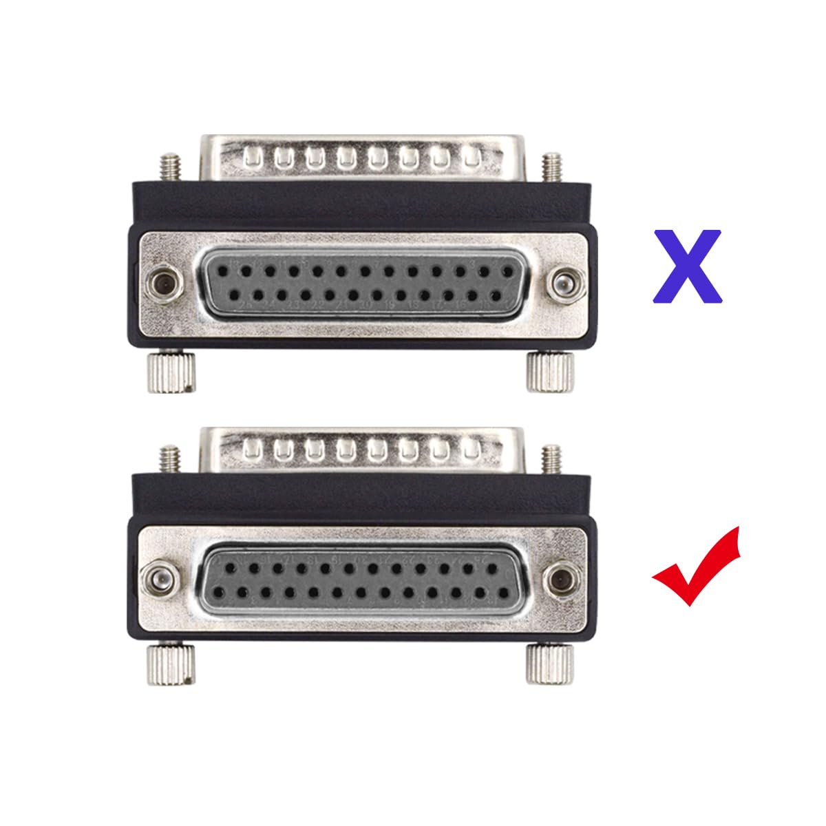 CY Adaptador DSUB Paralelo LPT AES/EBU DB25pin tuerca macho a hembra Tornillo adaptador de extensión DB macho acodado 90 grados hacia arriba