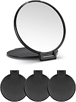 MOMIRA Compact Round Makeup Mirrors for Purse - Bulk Set of 3 Portable 2.6 Inch Travel Mirrors, Black