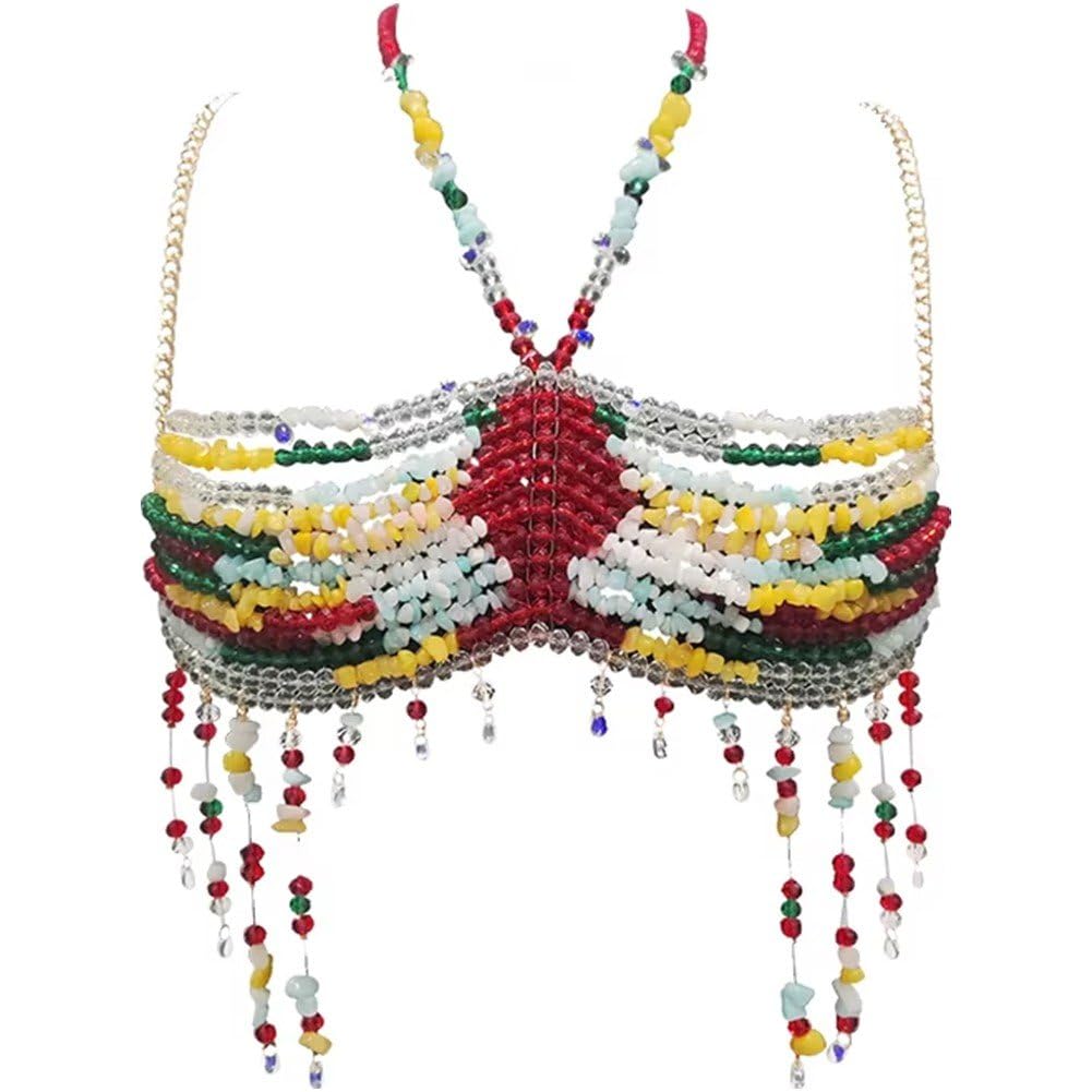 Cadena de pecho con cuentas para deslumbrar en la playa este verano
