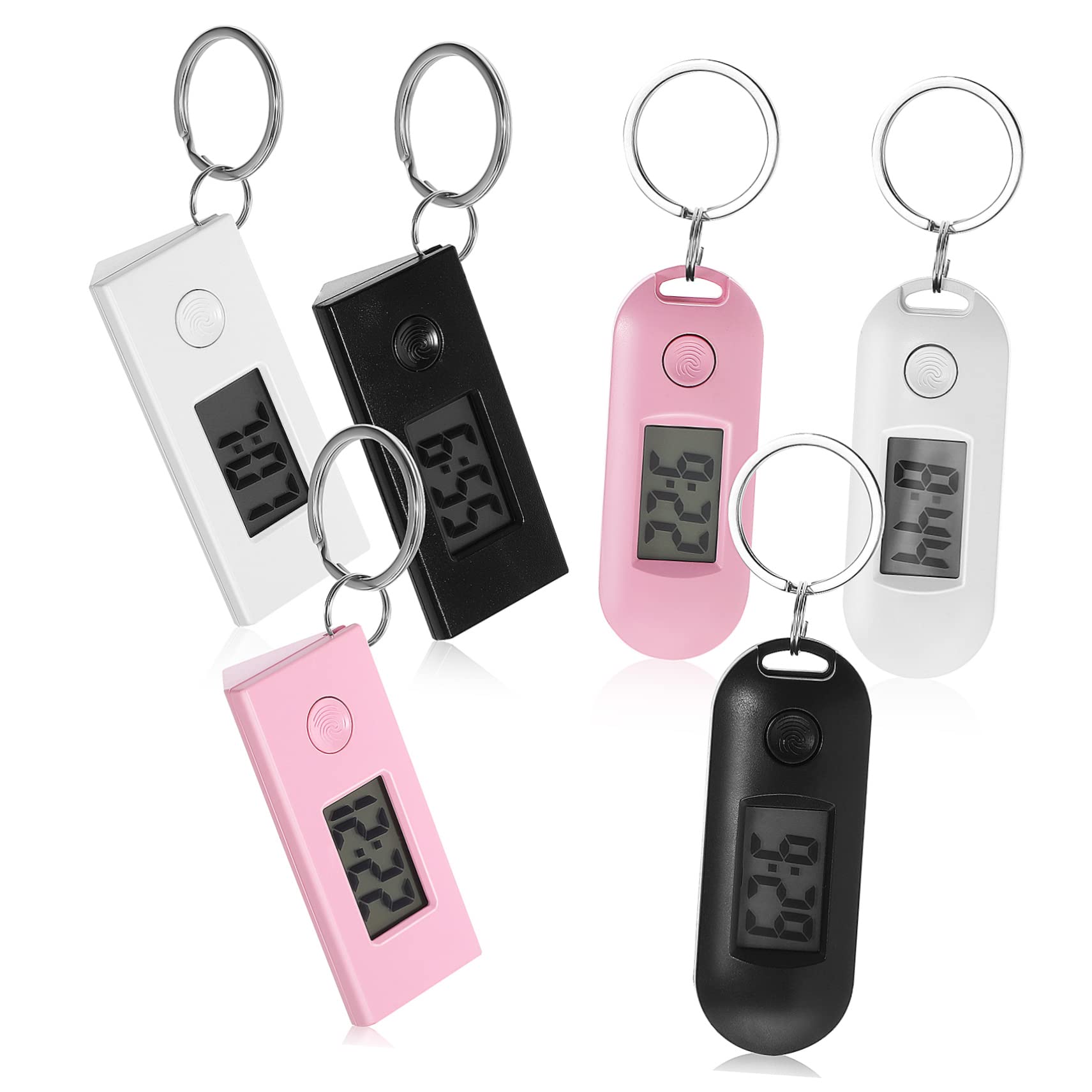 LIFKOME 6 Relojes de Bolsillo Digitales Llavero, Pequeños y Portátiles, Material Abs Plástico, Ideales para Exámenes y Uso Médico Profesional