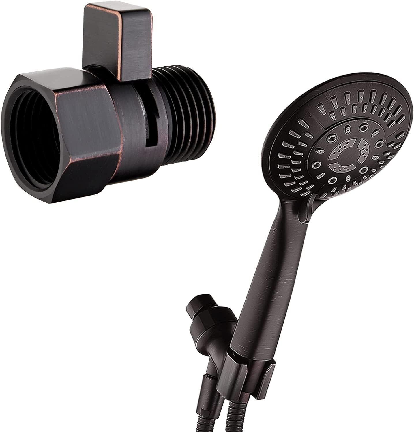 BRIGHT SHOWERS 9 Spray Settings Handheld Shower Head Set with Water Flow Control Valve, Oil-Rubbed Bronze