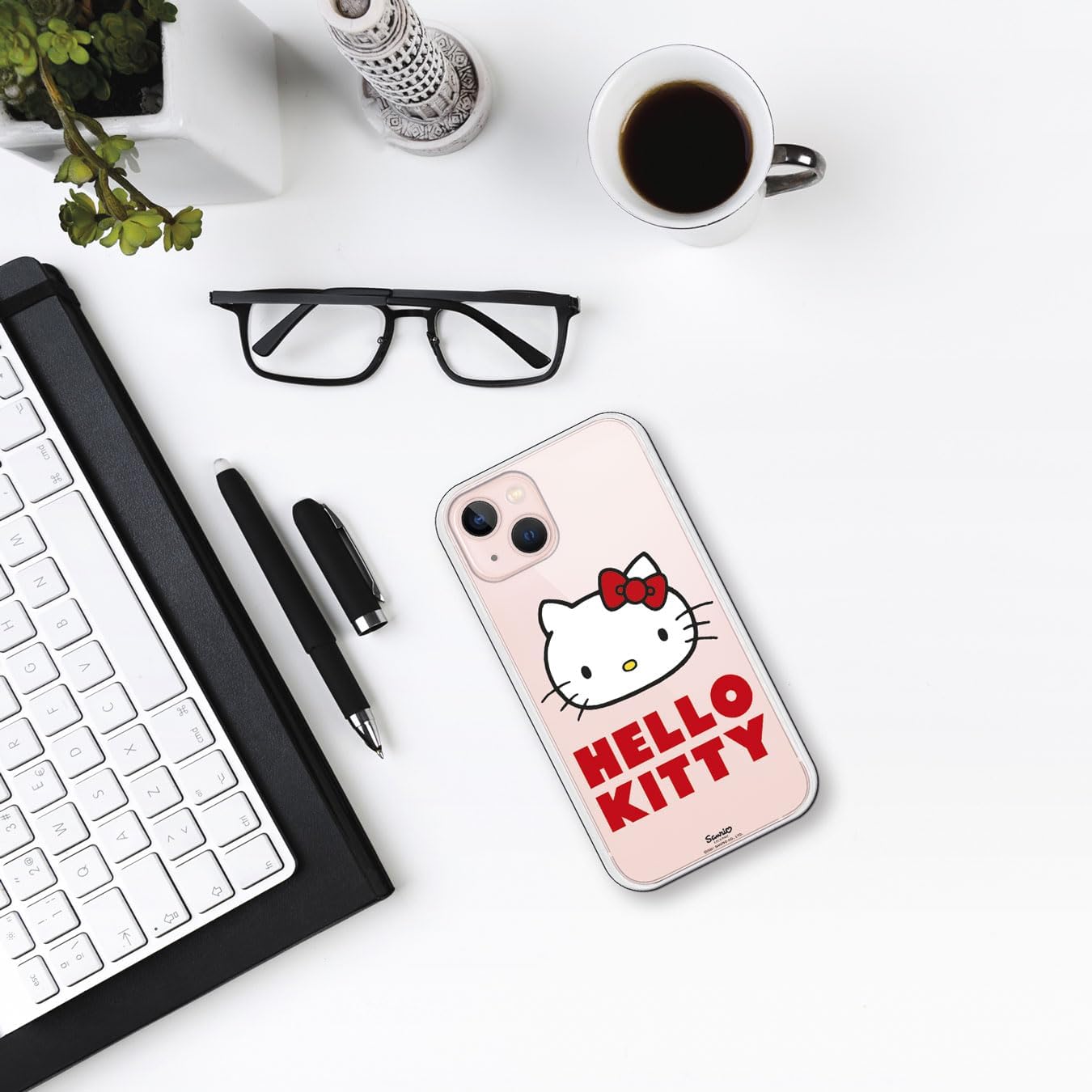 Flexible Case Compatible for iPhone 15 Hello Kitty Logo Transparent