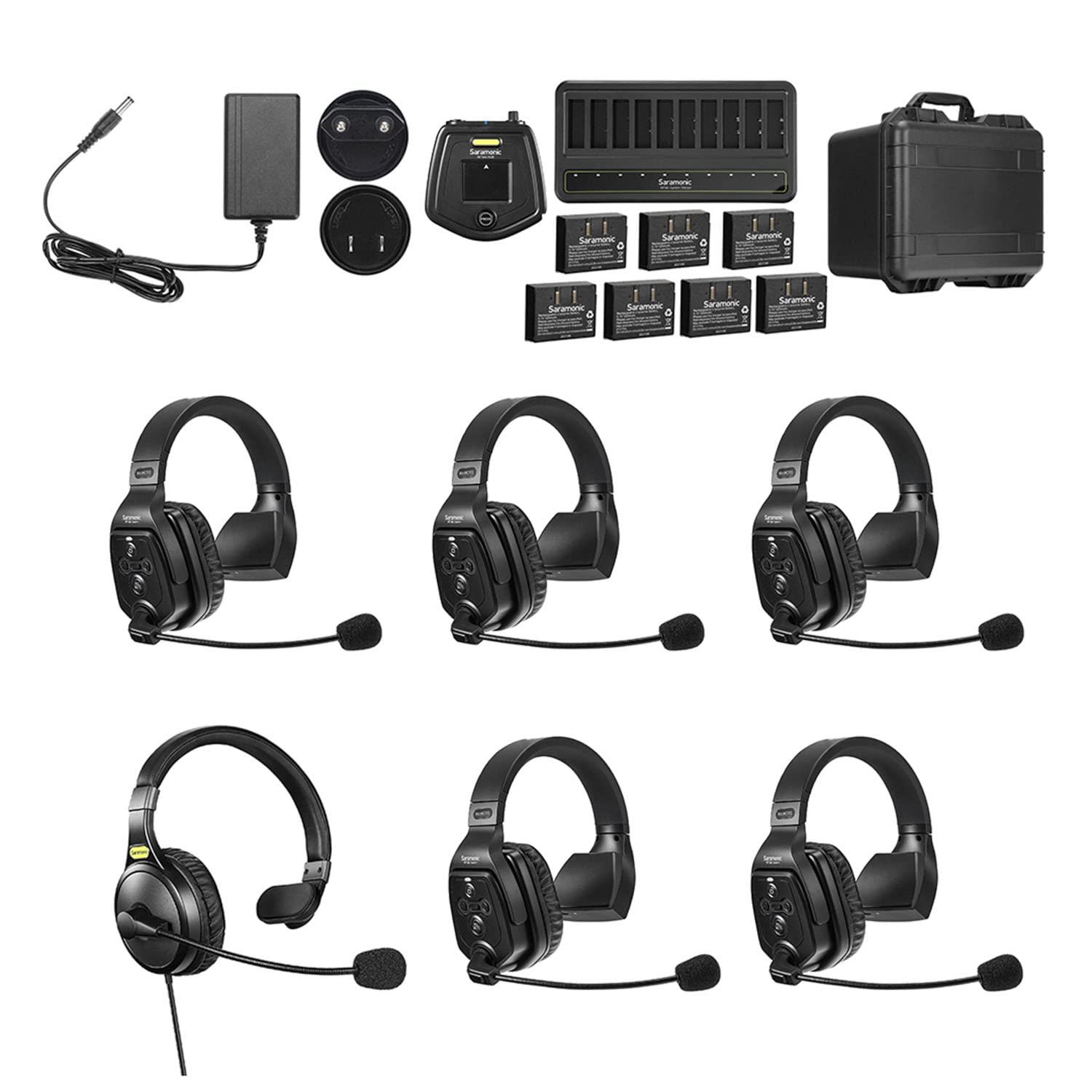 Saramonic WiTalk-WT6S | 6-Person Full-Duplex 1.9GHz Wireless Single-Ear Headset Intercom System with Hub & Custom Hard Case