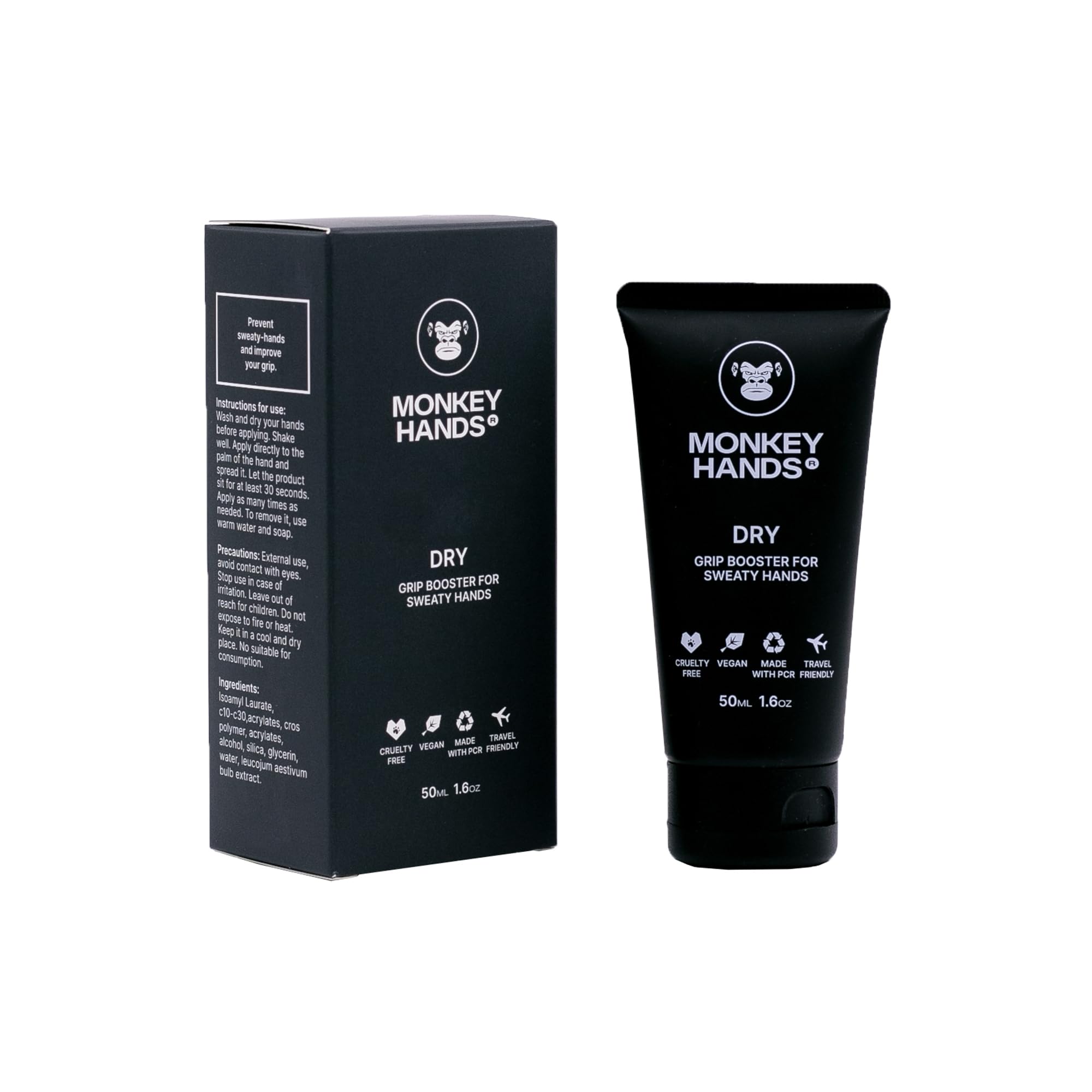 MonkeyHands Dry - Grip Booster - Dry Hands - Overgrip - Padel Racket, Tennis, Golf, Ping Pong, Climbing, Calisthenics, Gym, Pole Dance and more - HighPerformance - Skin friendly, Vegan, Without