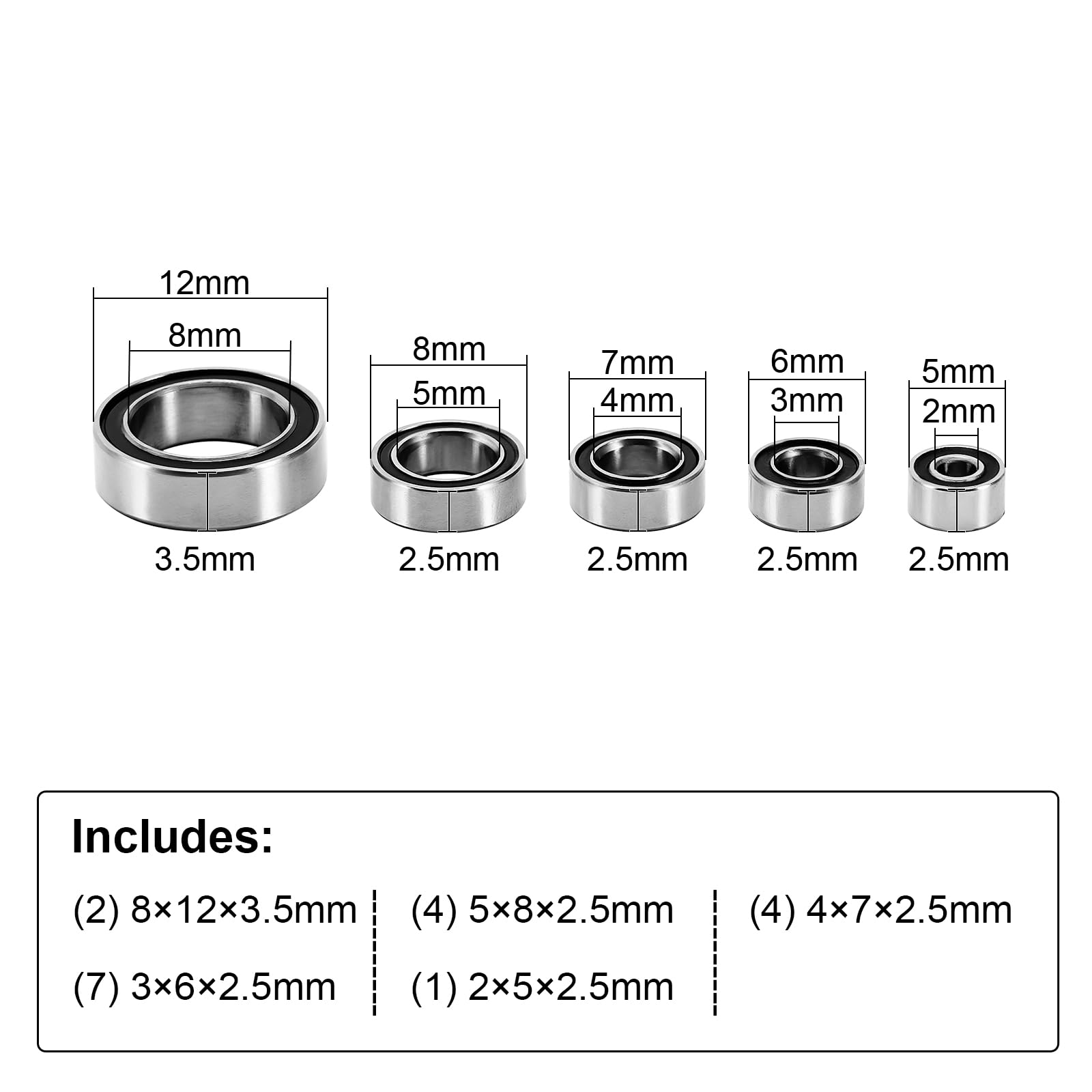 INJORA 18PCS Sealed Bearing Kit for HPI Venture 18 Upgrade