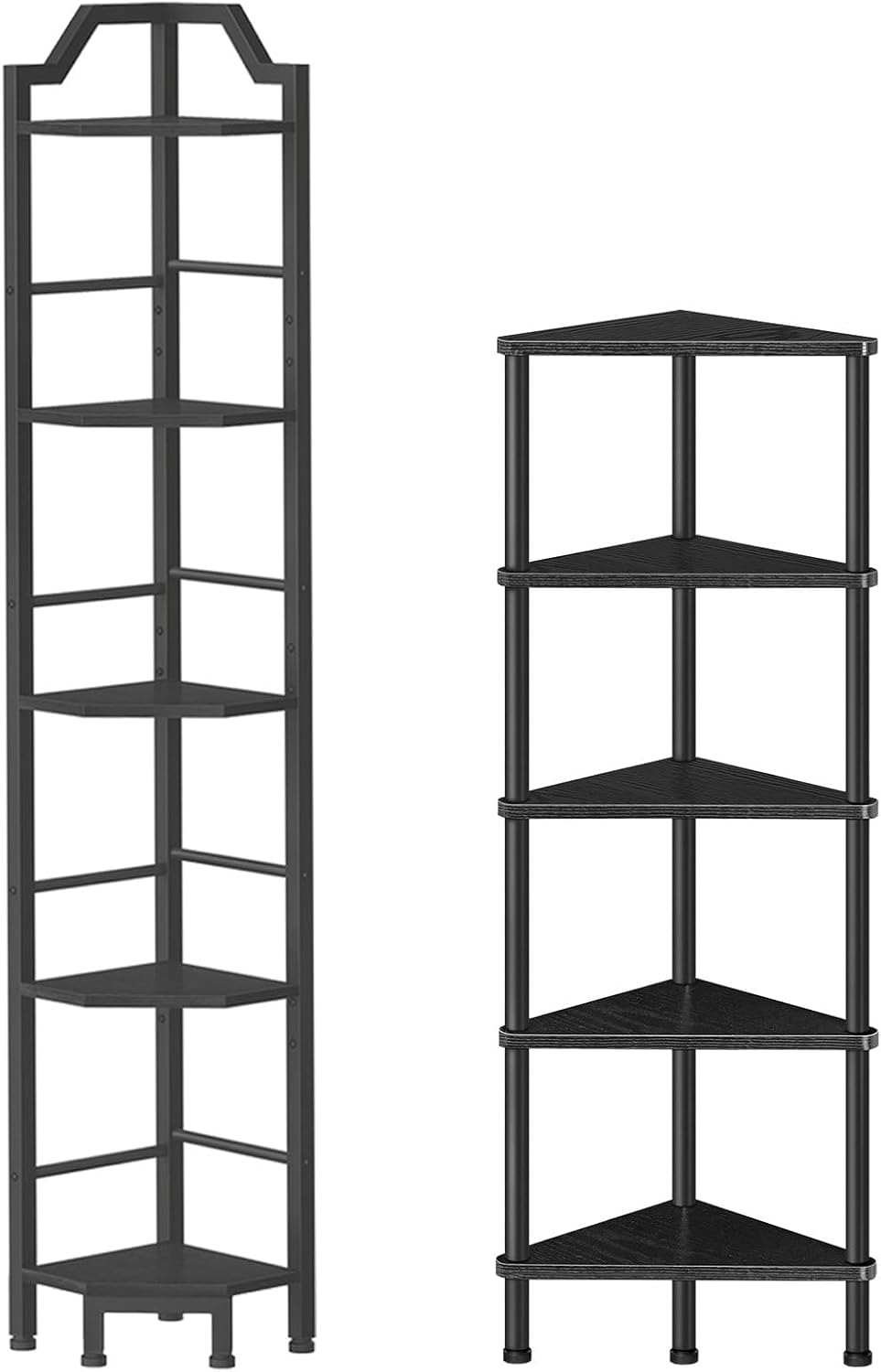 HOOBRO Corner Shelf Stand and Narrow Corner Shelf Stand Bundle, Plant Display Shelf, 63” Tall Multipurpose Corner Bookshelf, BK33CJ01-BB100CJ01