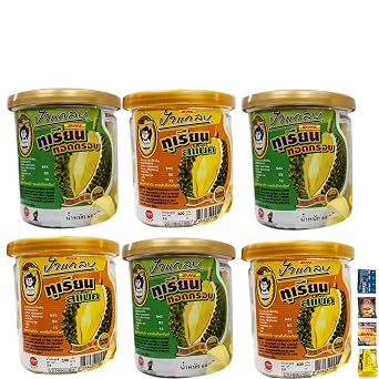 Paglab Set 6 Durian Fried Chips Mini Snack Crispy Monthong Original OTOP Fruit Exotic Vegan Ultimate DHL 2.11 Oz and 3.52 Oz By Beautygoodshop [Get Free For You Beauty Gifts]