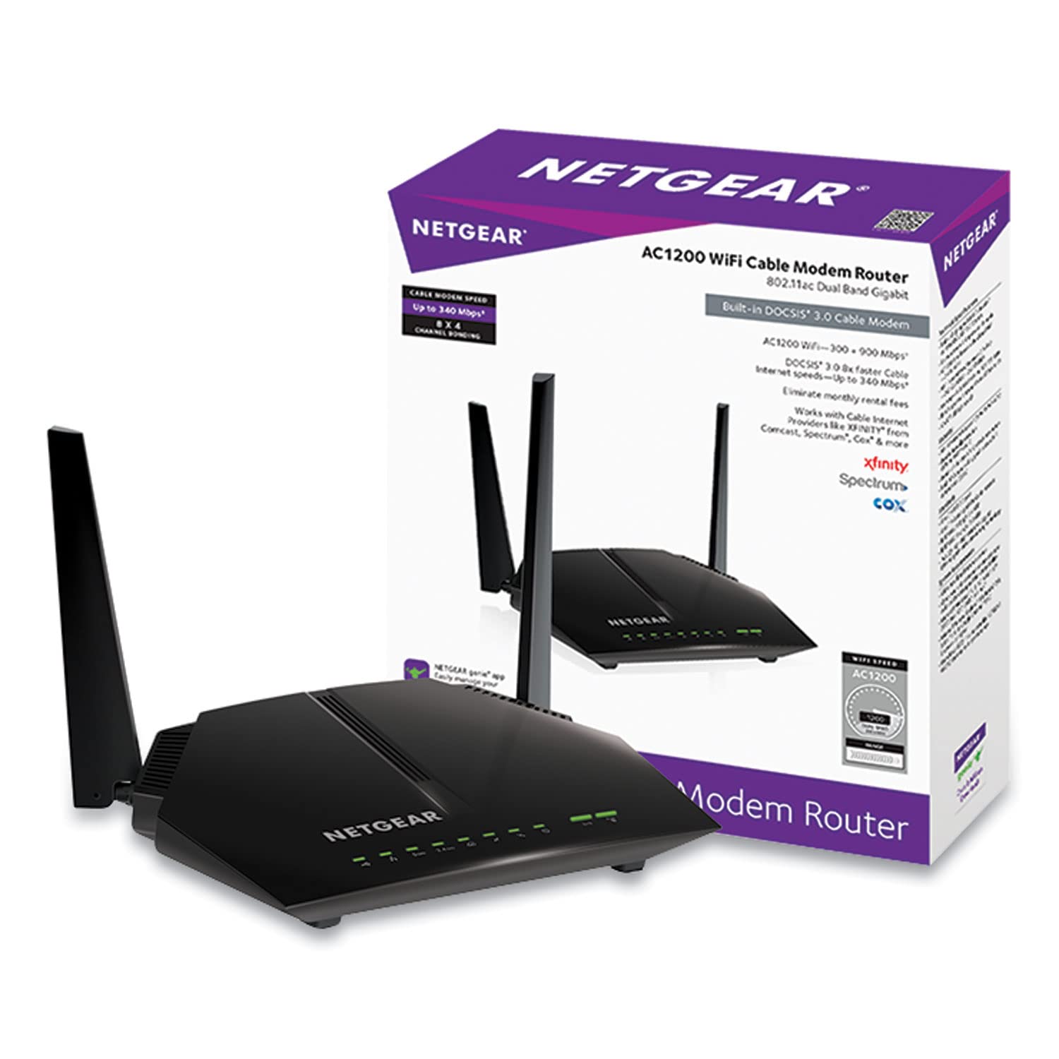 netgear cable modem wifi router combo c6220 - compatible with all cable providers including xfinity by comcast, spectrum, cox | for cable plans up to 200 mbps | ac1200 wifi speed | docsis 3.0