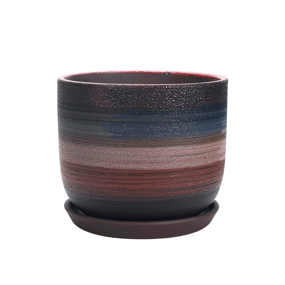 Ceramiczne doniczki, ozdobne doniczki na kwiaty, doniczki do roślin domowych, doniczka na rośliny zewnętrzne, doniczka z otworem drenażowym, duży cylinder, sadzenie drzew