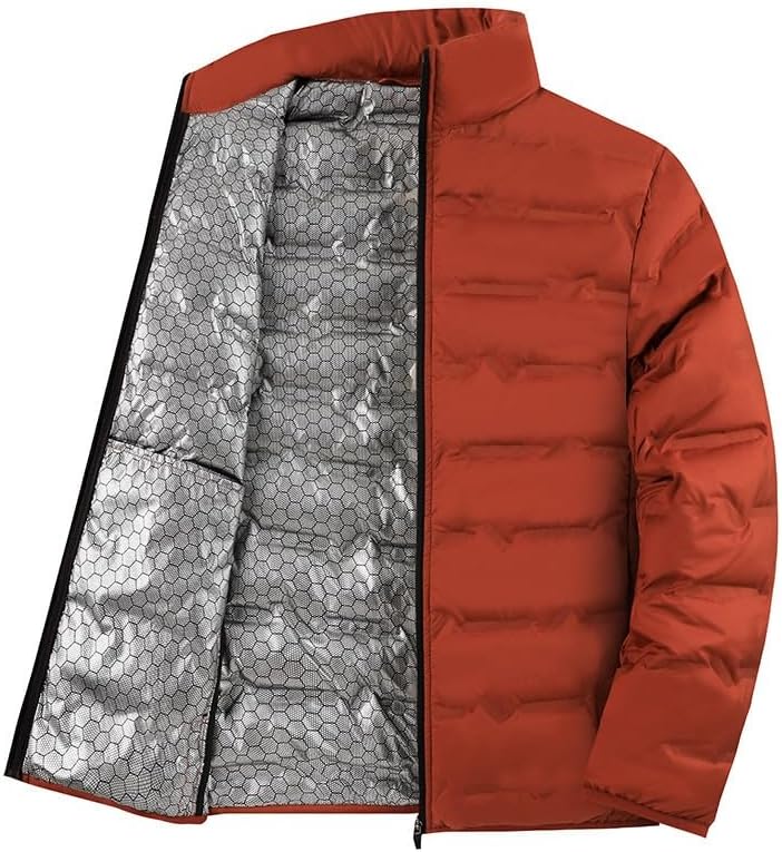 Mens Graphene Lightweight Down Jacket Winter Warm Stand Collar Casual Thin Insulated Puffer Coat