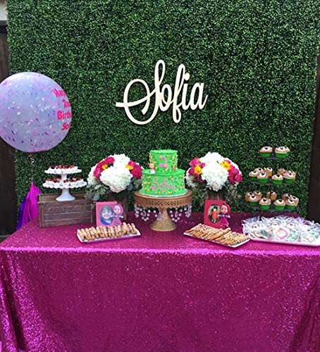 Image of B-COOL Fuchsia Sequin Table Cloth 50x50 Inch Square Sequence Centerpieces Candy Sparkly Table Linens Glitter Tablecloths Wedding Indoor Outdoor Decoration