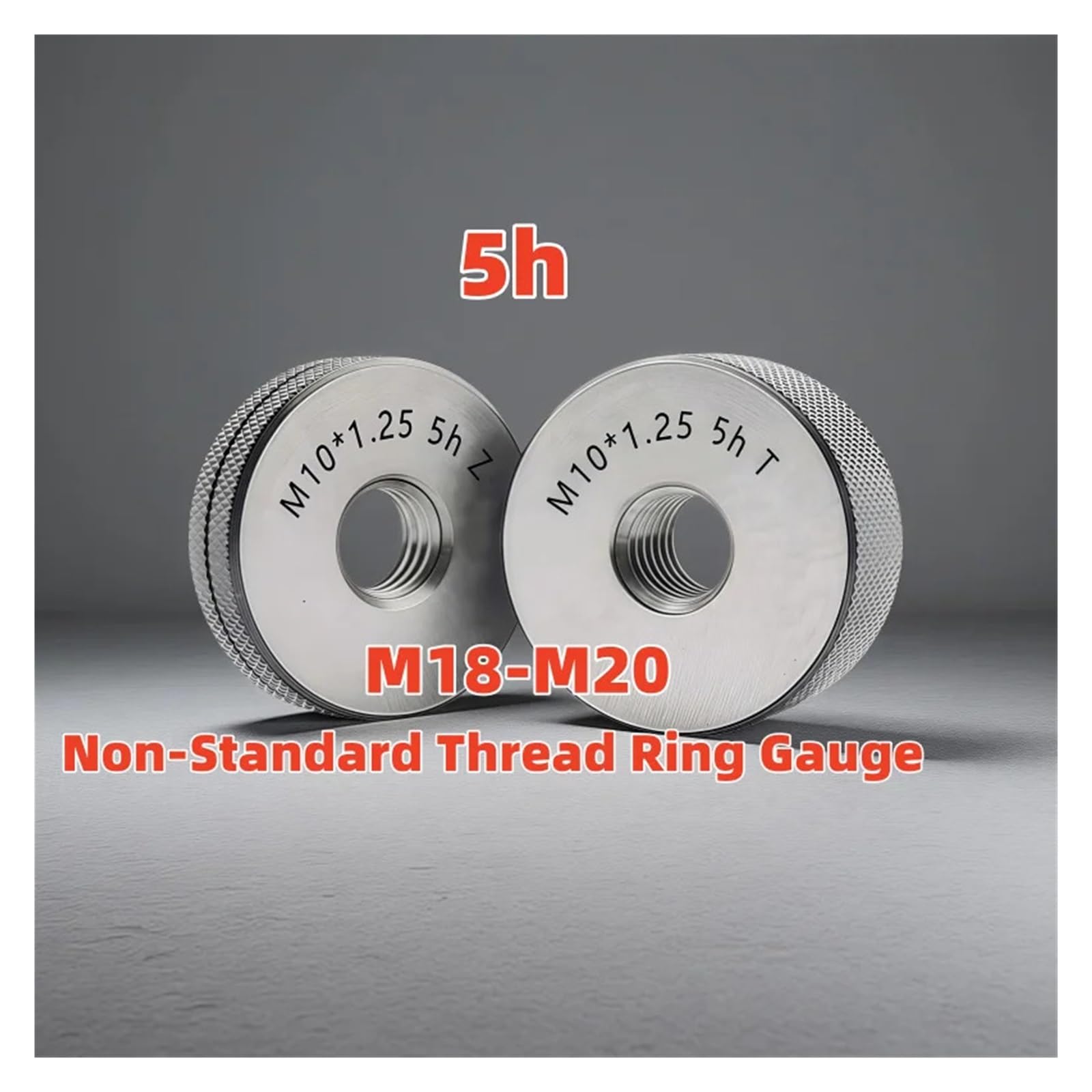 Jauge à anneaux filetés 1 jeu (1 x GO + 1 x NOGO) Bague de mesure à filetage fin métrique non standard 5h M18M20(M20X1.5-5h)